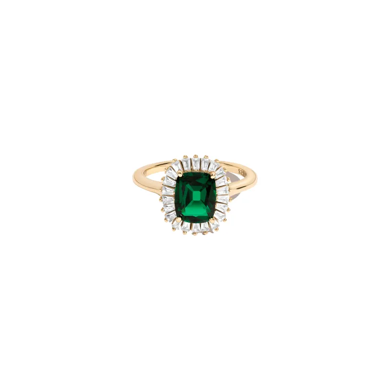 Lab Grown Green Emerald Alexandra Ring made by Aurate