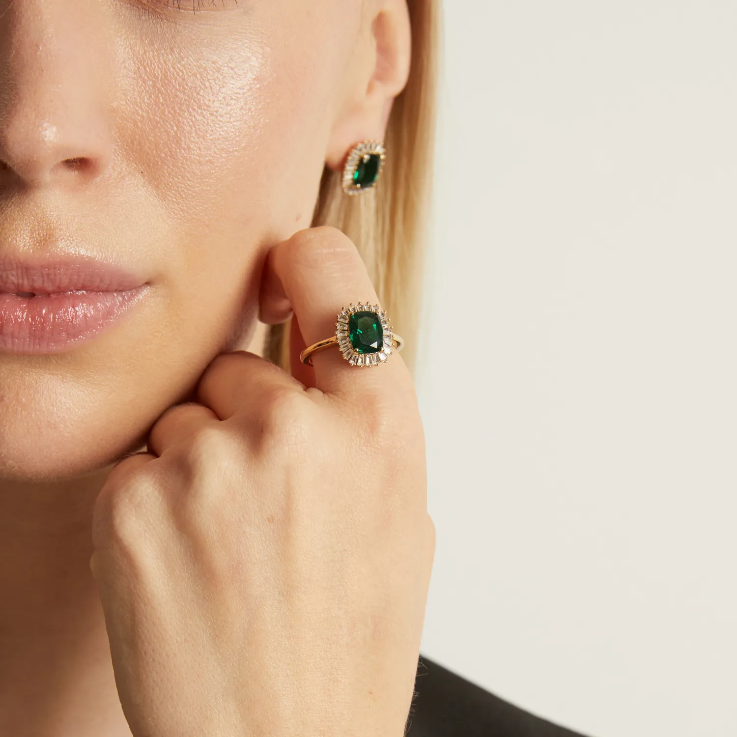 Lab Grown Green Emerald Alexandra Ring sold by Aurate product image thumbnail 5
