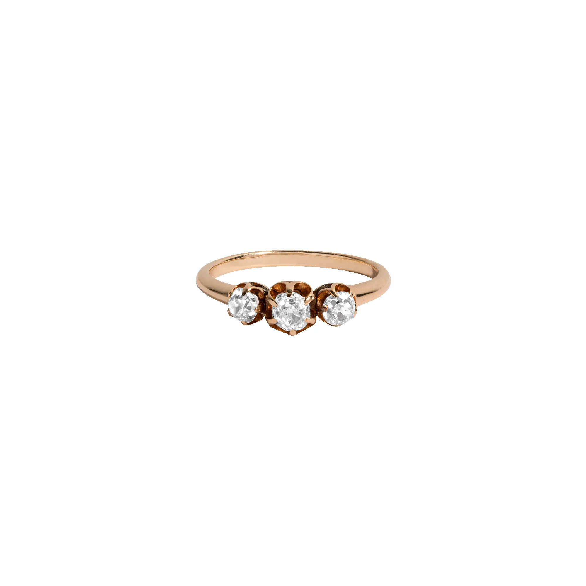 Antique Three Stone Old Mine Cut Diamond Ring sold by Aurate