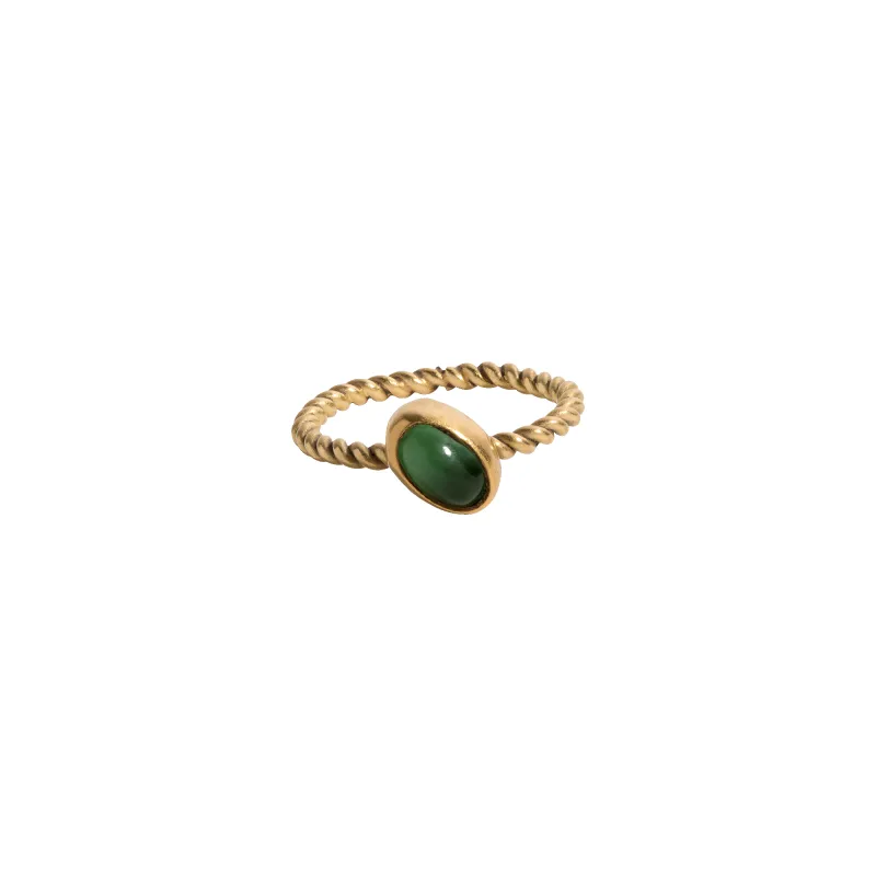 Vintage Oval Green Tourmaline Gold Ring made by Aurate