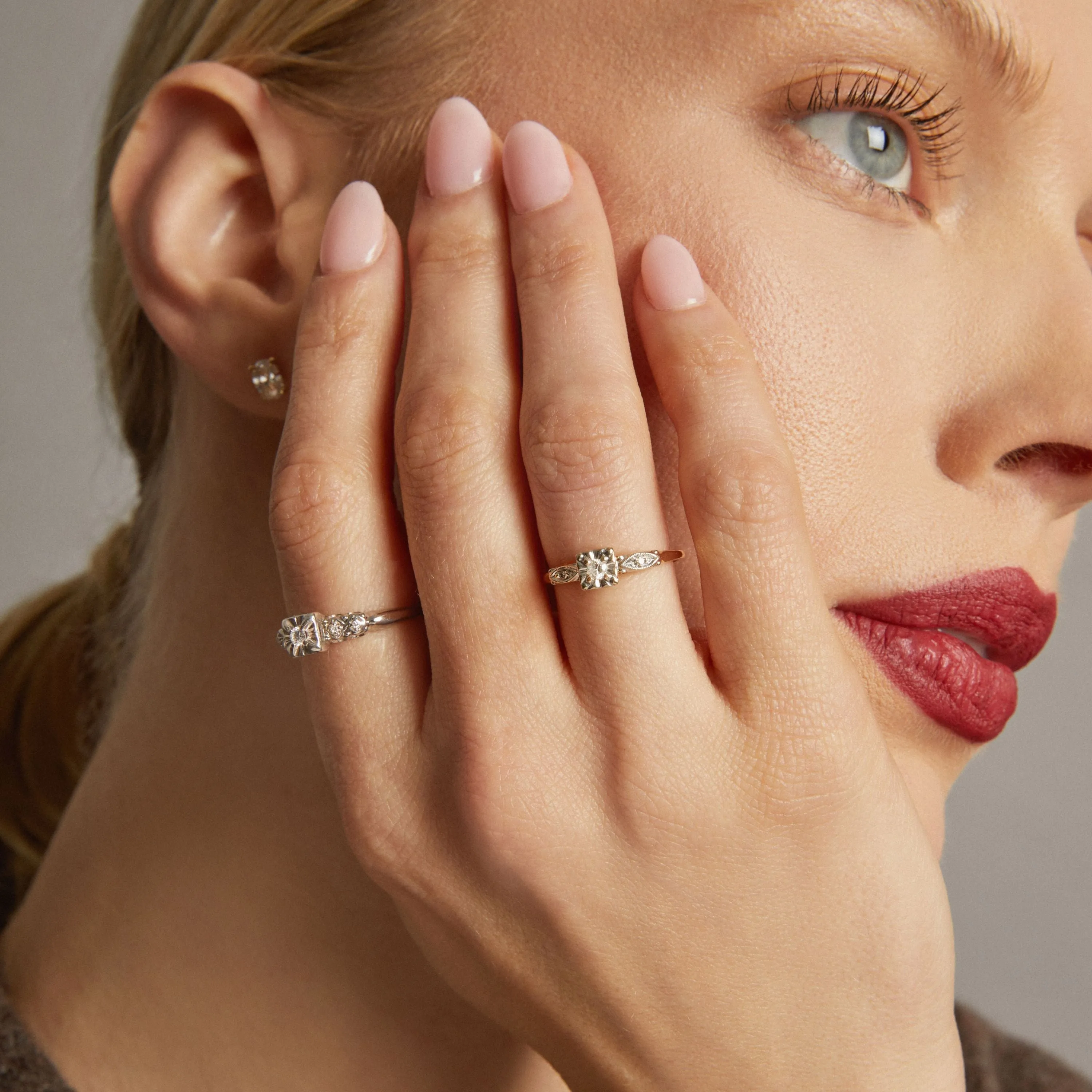 Antique Art Deco Diamond Heart Ring sold by Aurate product image thumbnail 3