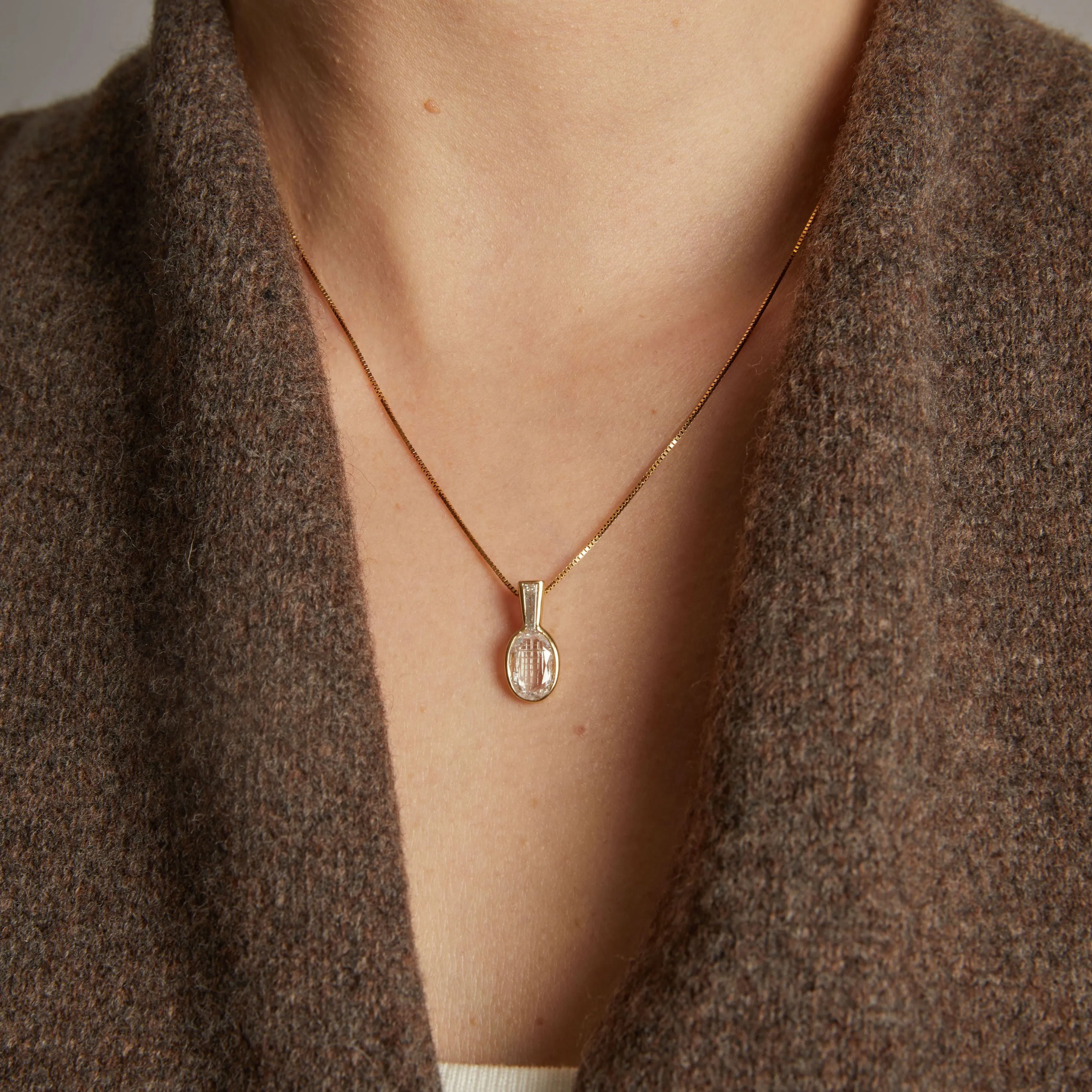 Vintage 1ct Diamond Tennis Racket Necklace sold by Aurate product image thumbnail 2