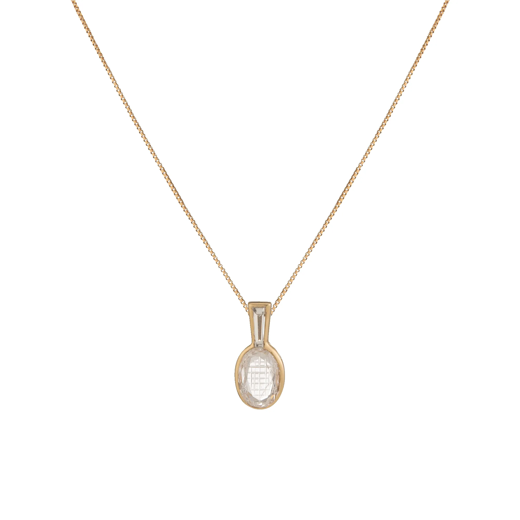 Vintage 1ct Diamond Tennis Racket Necklace sold by Aurate