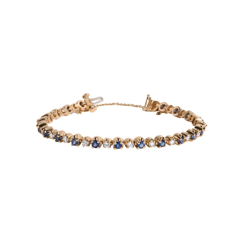 Vintage Diamond and Blue Sapphire Tennis Bracelet made by Aurate