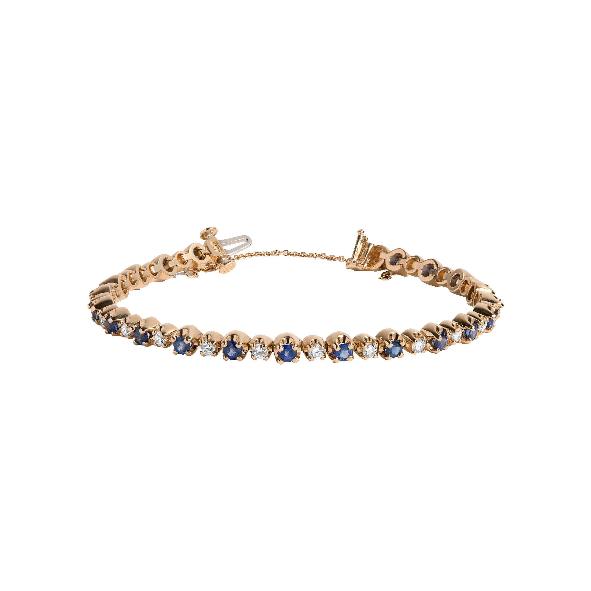 Vintage Diamond and Blue Sapphire Tennis Bracelet sold by Aurate