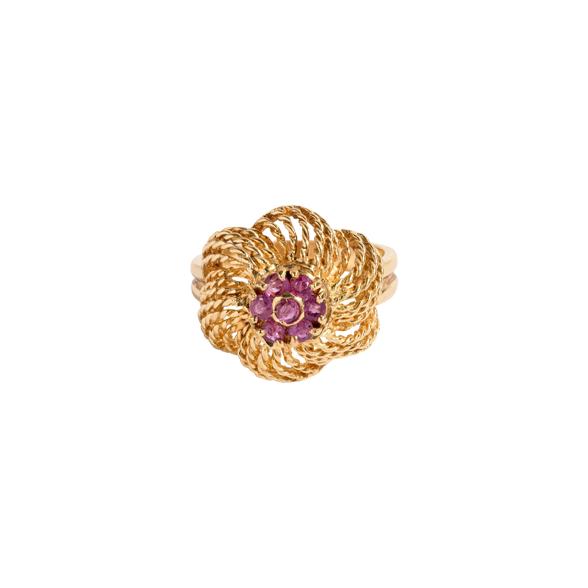 Vintage Red Ruby Flower Ring sold by Aurate