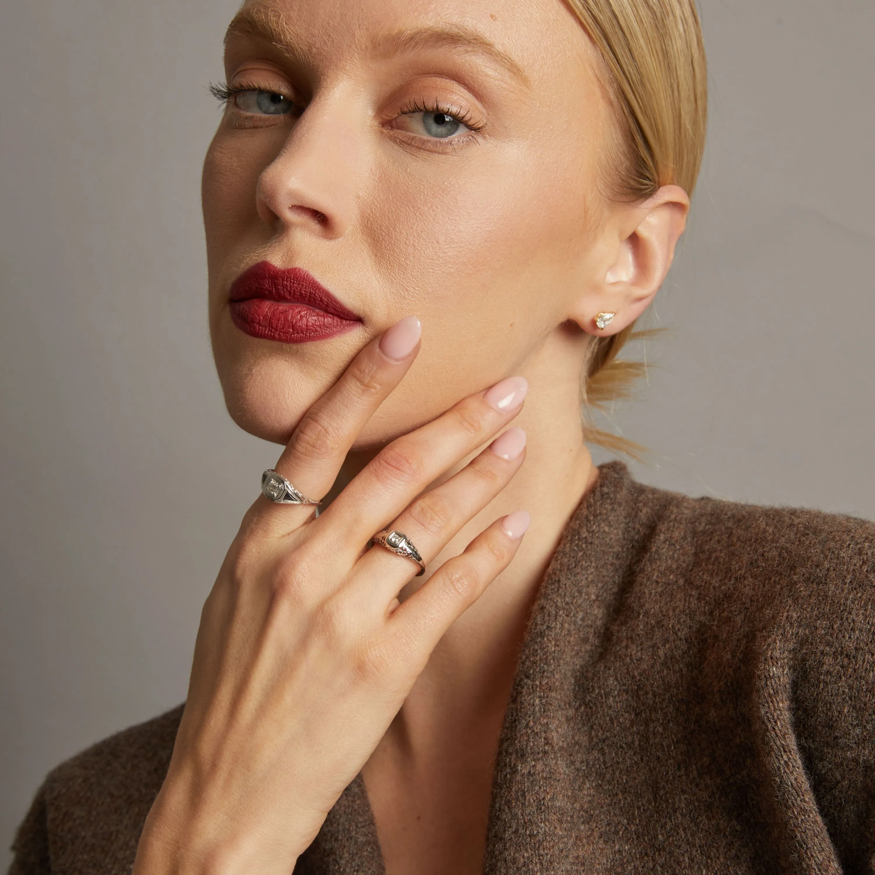 Antique Old European Cut Diamond Square Ring sold by Aurate product image thumbnail 4