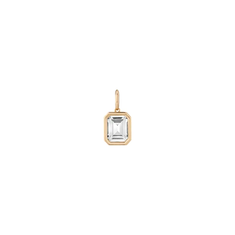Emerald Lab Grown White Sapphire Bezel Pendant made by Aurate