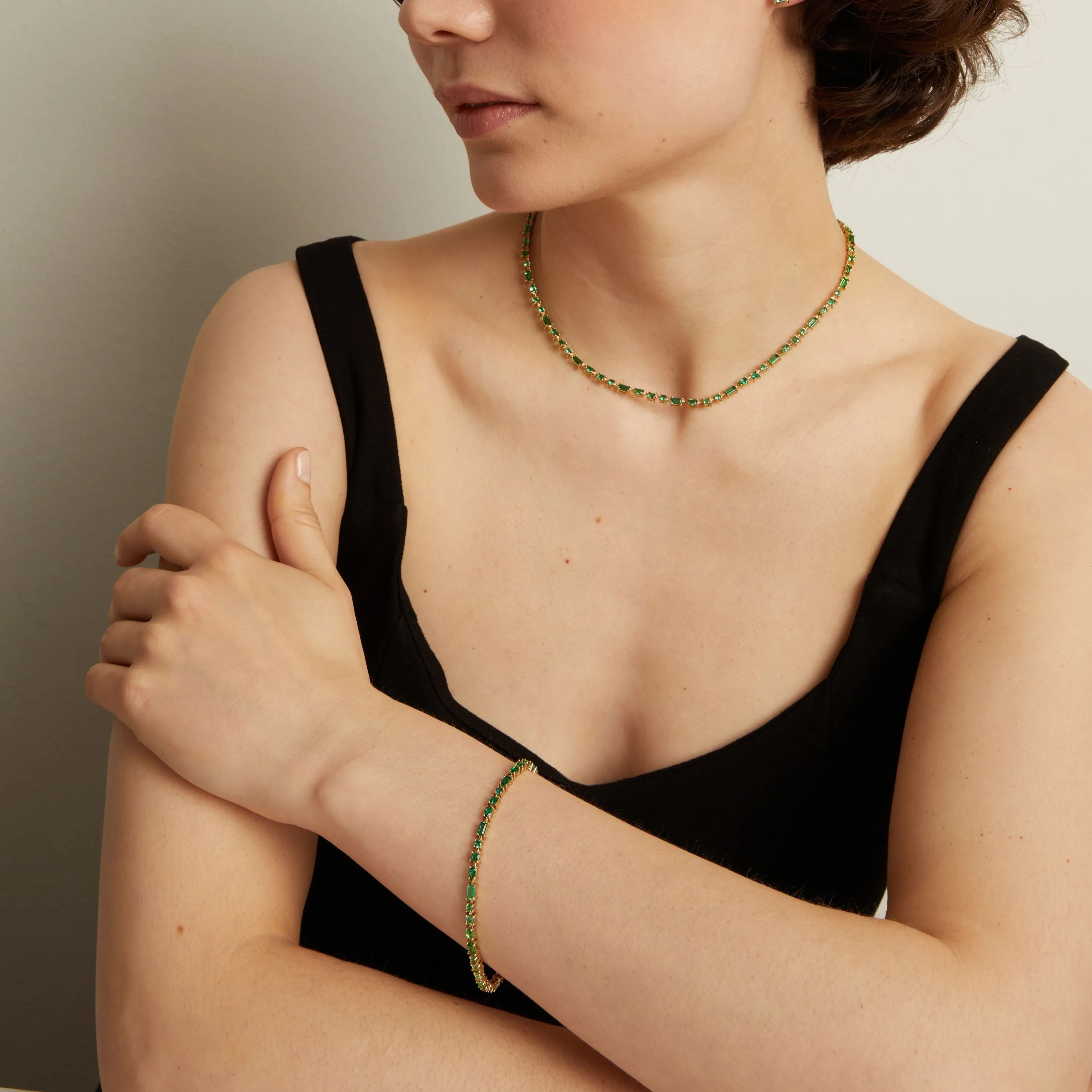 Green Ombré Mosaic Tennis Bracelet sold by Aurate product image thumbnail 4
