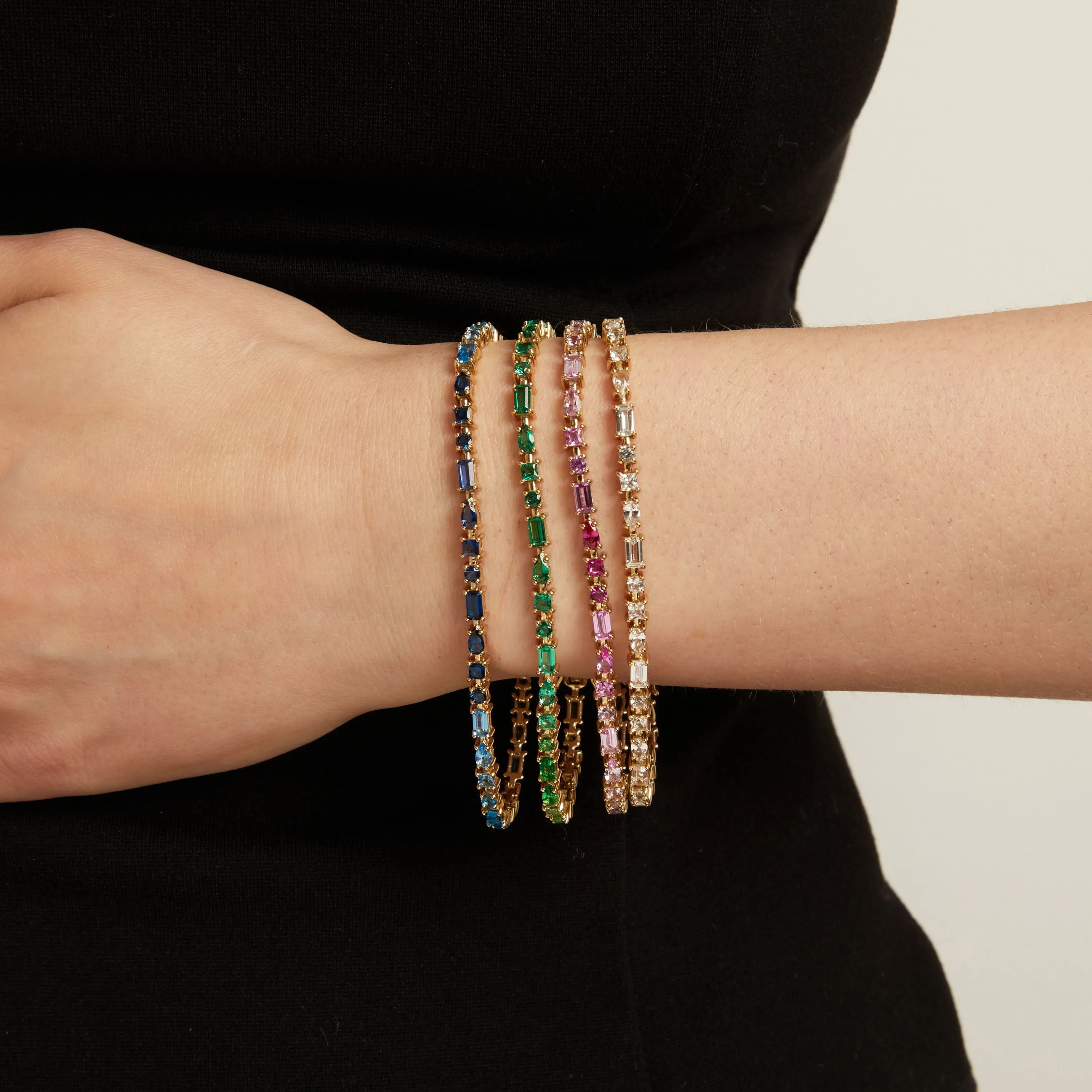 Green Ombré Mosaic Tennis Bracelet sold by Aurate product image thumbnail 5