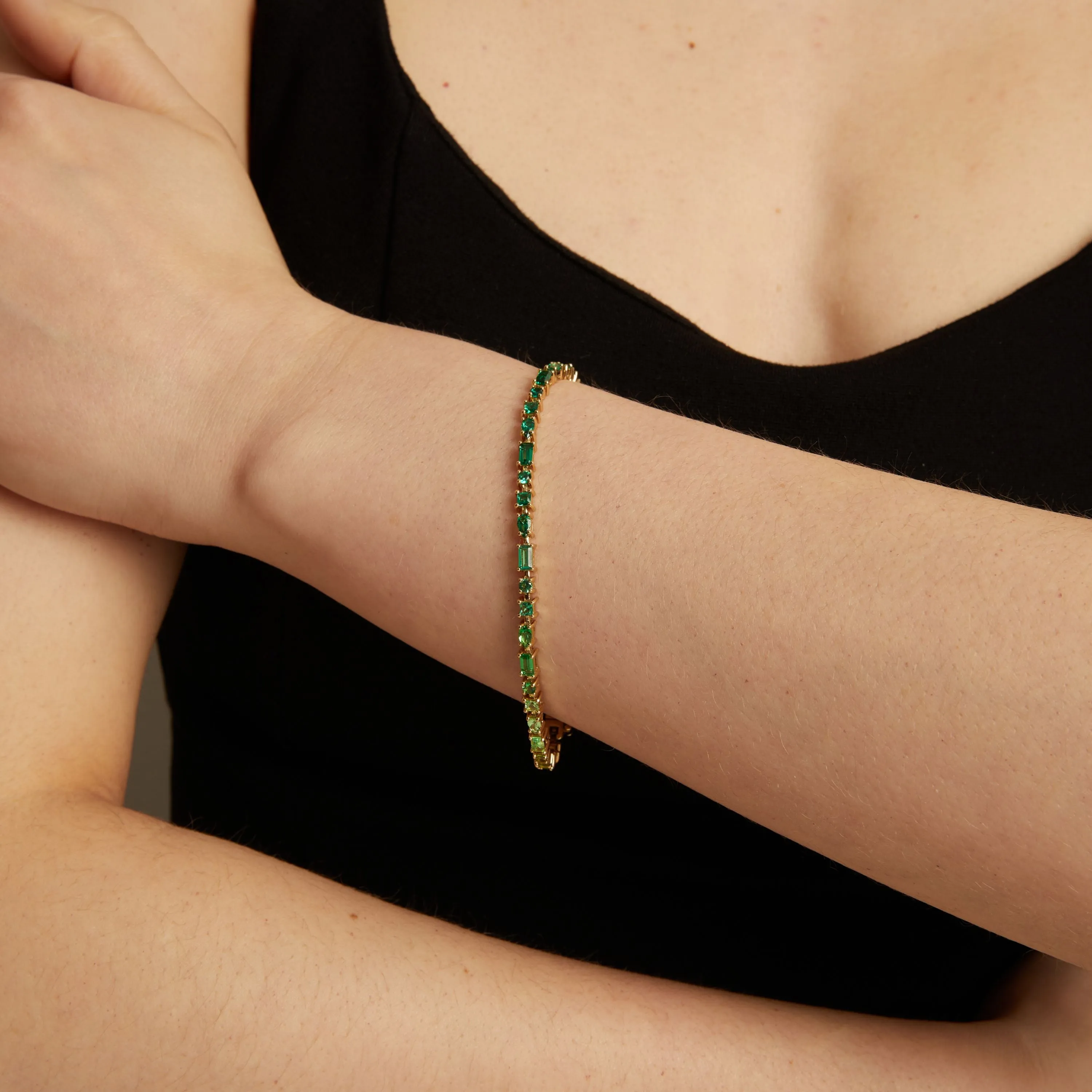 Green Ombré Mosaic Tennis Bracelet sold by Aurate product image thumbnail 3
