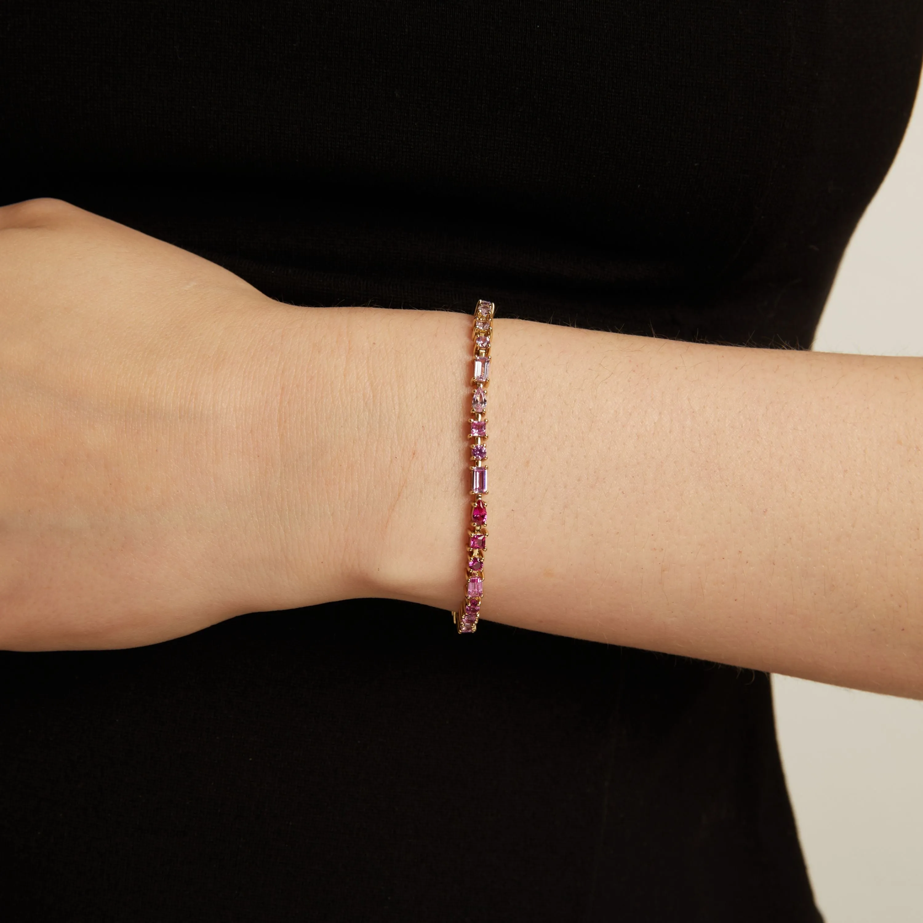 Pink Ombré Mosaic Tennis Bracelet sold by Aurate product image thumbnail 3