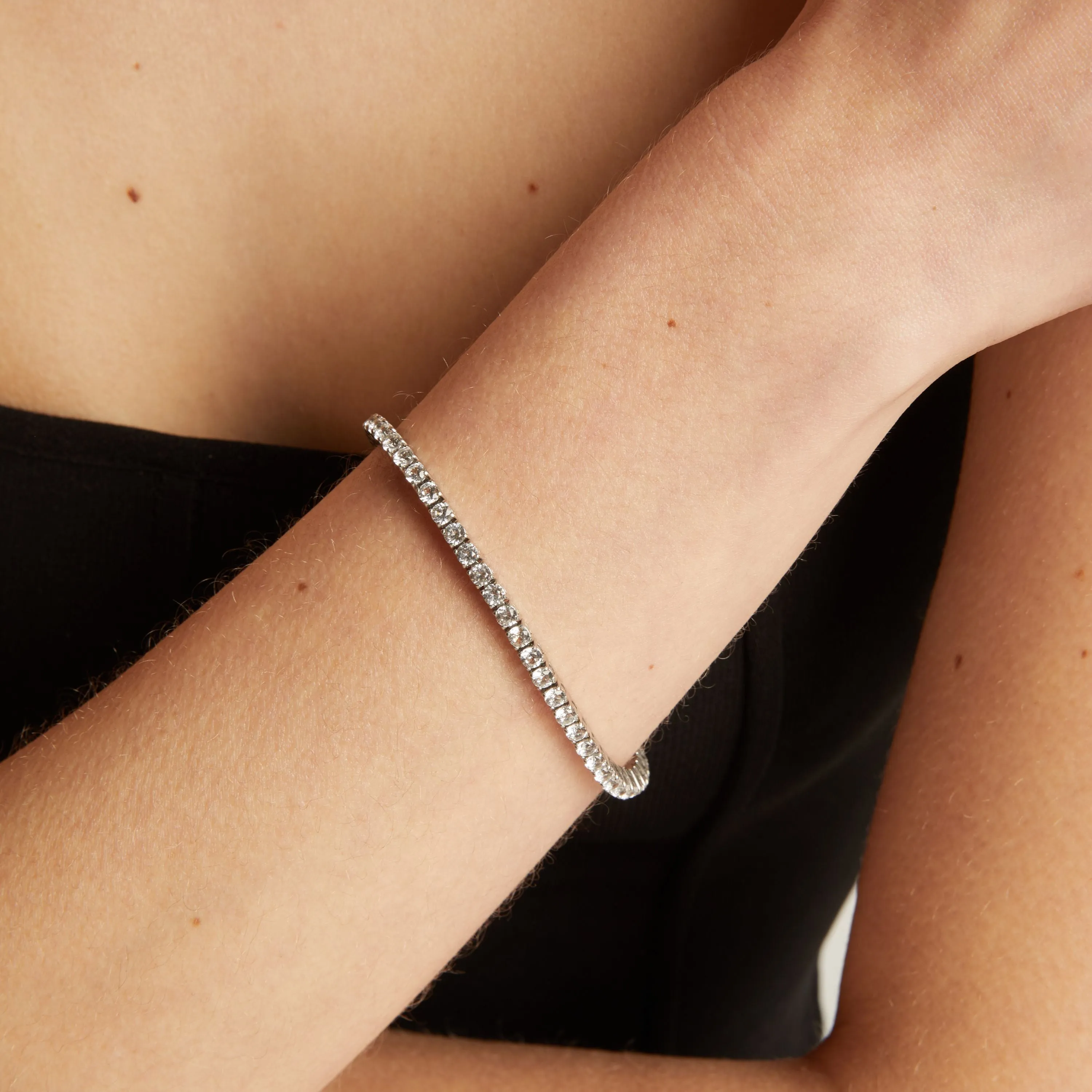 Unbreakable Lab Grown White Sapphire Tennis Bracelet sold by Aurate product image thumbnail 5