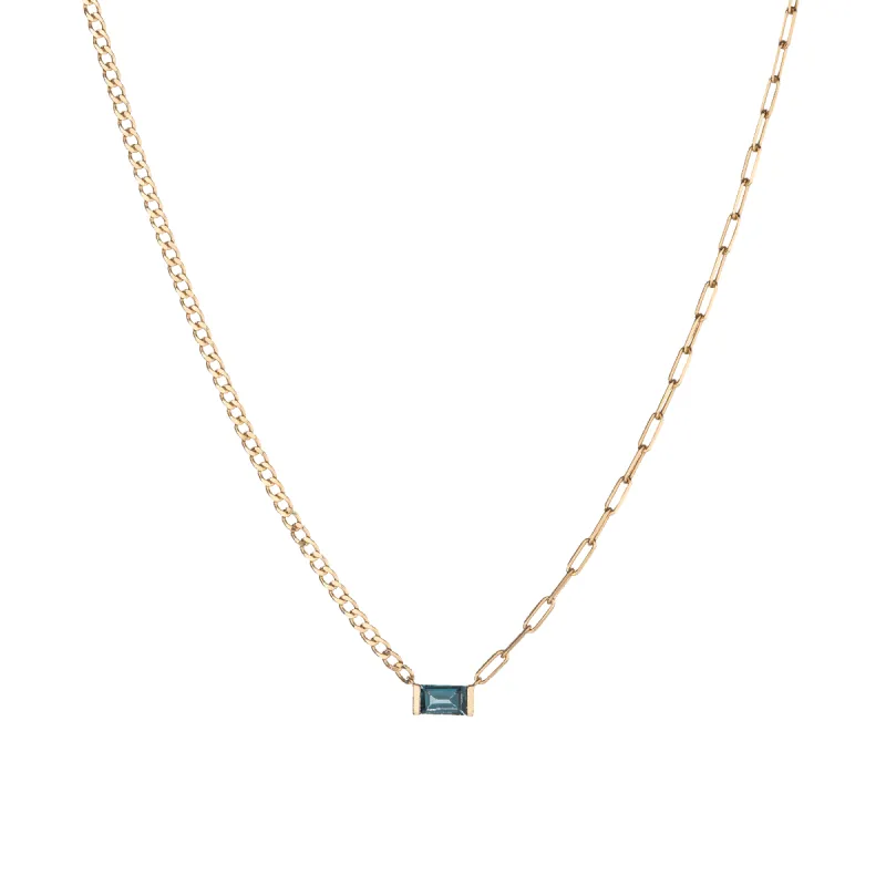 AURATE X MICHELLE: Tranquility Blue Topaz Chain Necklace sold by Aurate