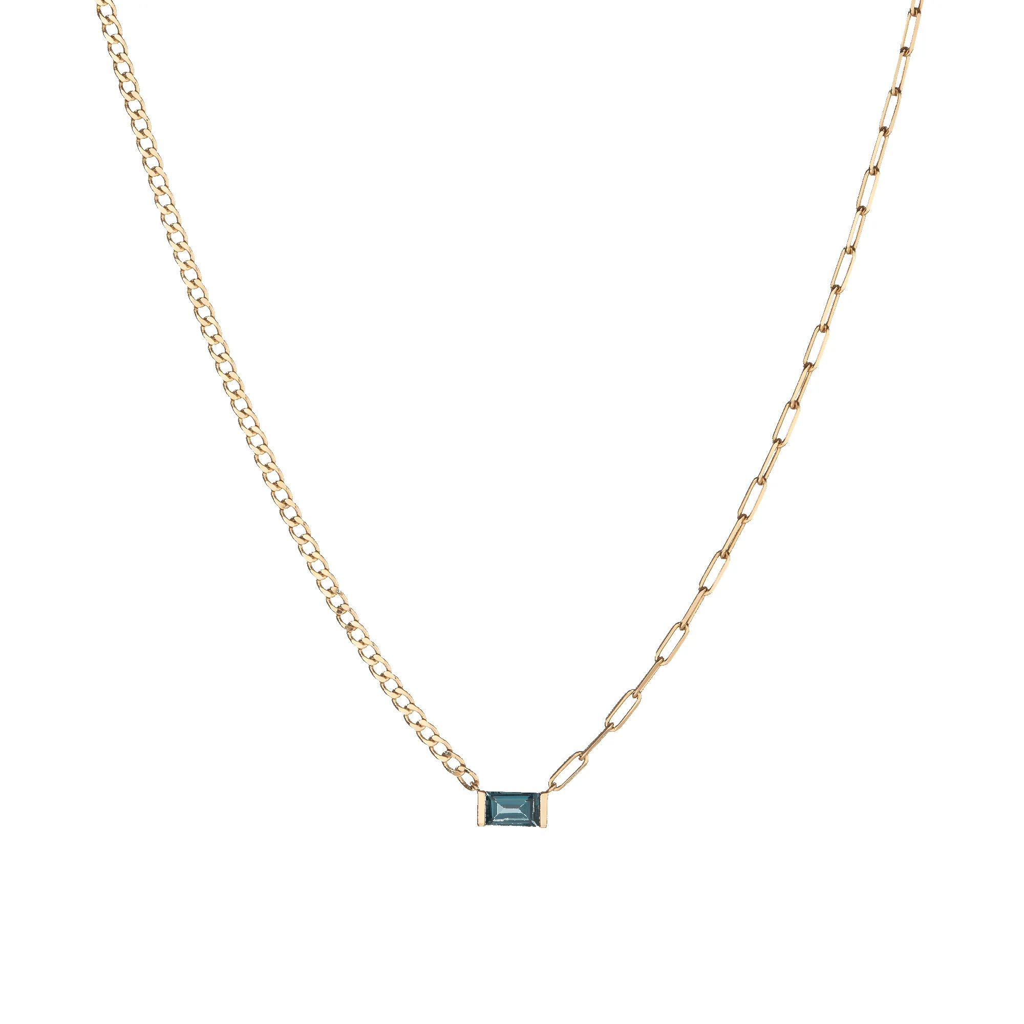 AURATE X MICHELLE: Tranquility Blue Topaz Chain Necklace sold by Aurate