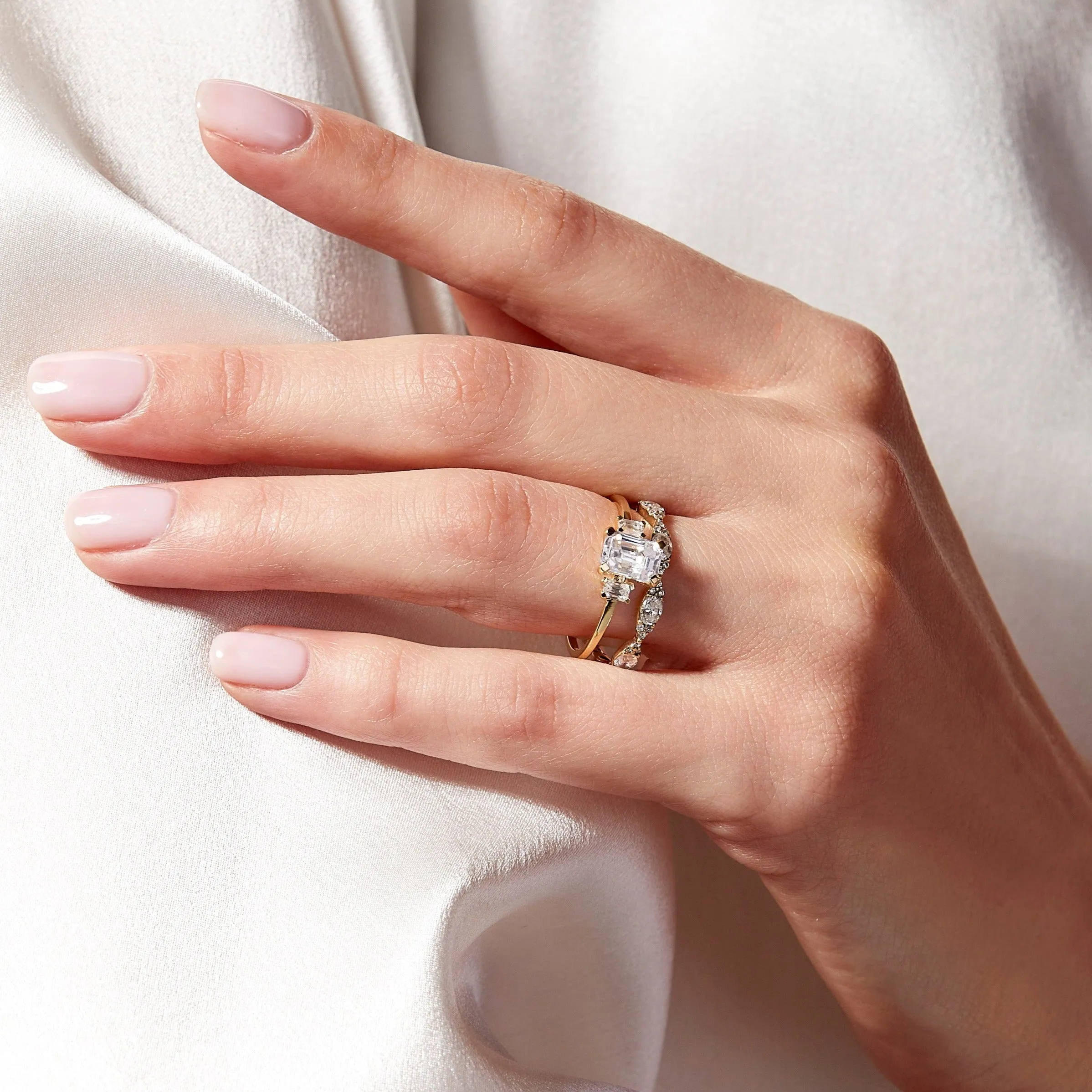 Emerald-Cut Tri-Diamond Ring sold by Aurate product image thumbnail 4