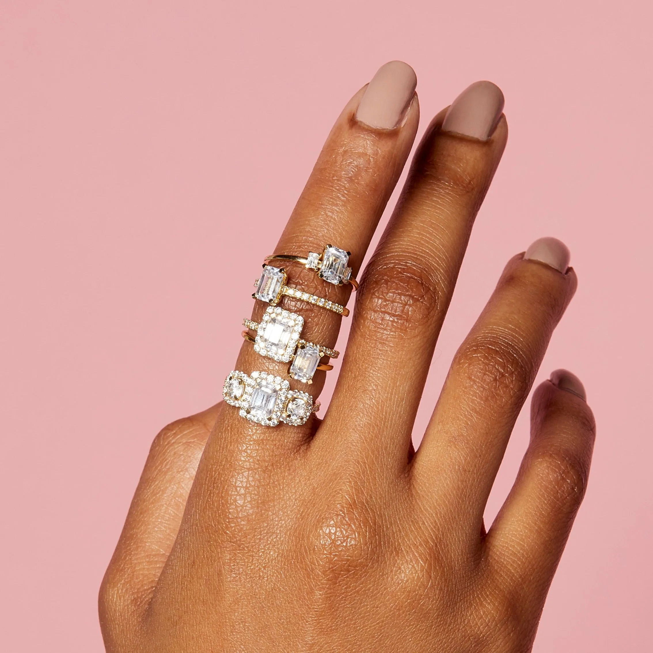 Emerald-Cut Tri-Diamond Ring sold by Aurate product image thumbnail 5