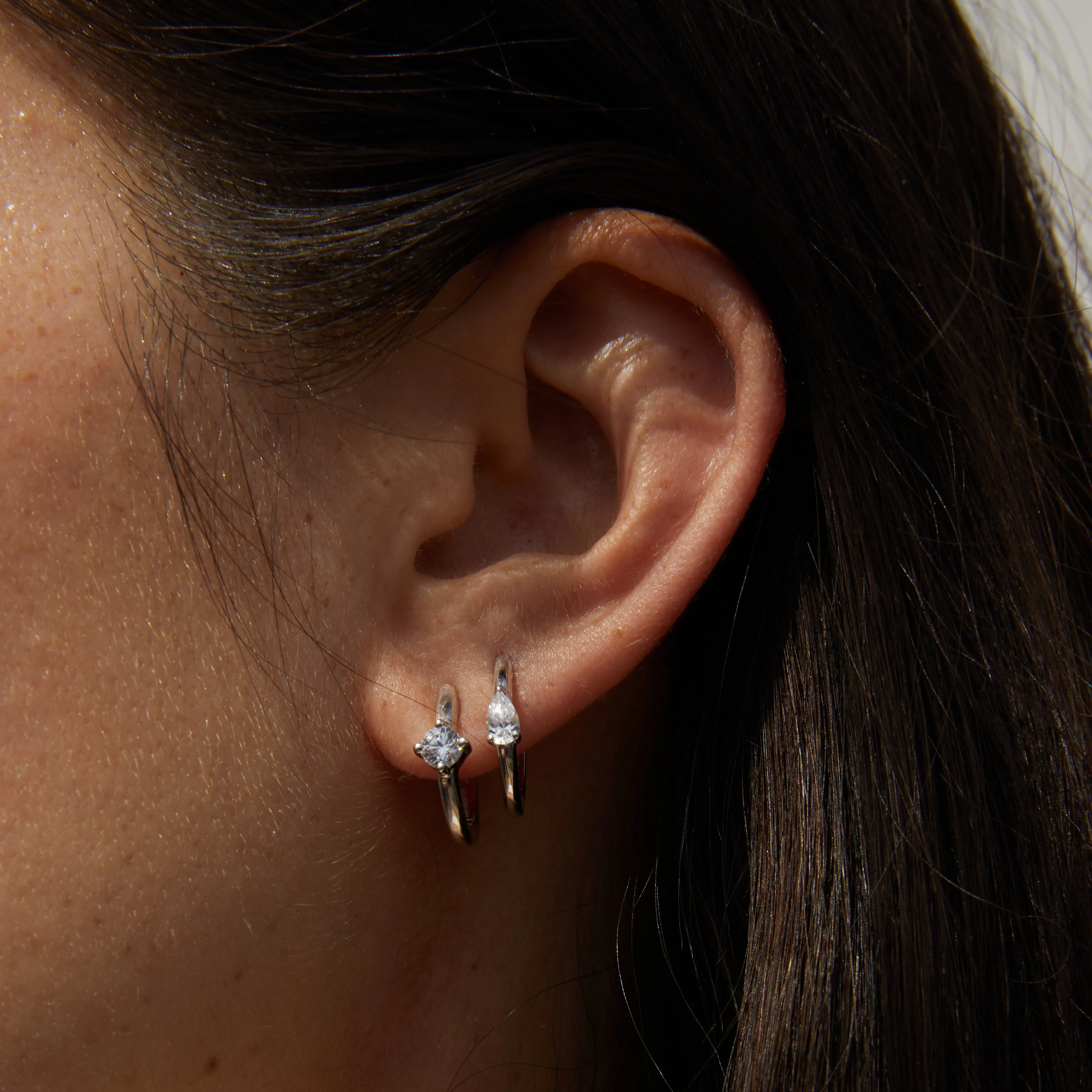 Round Lab Grown Diamond Huggies sold by Aurate product image thumbnail 3