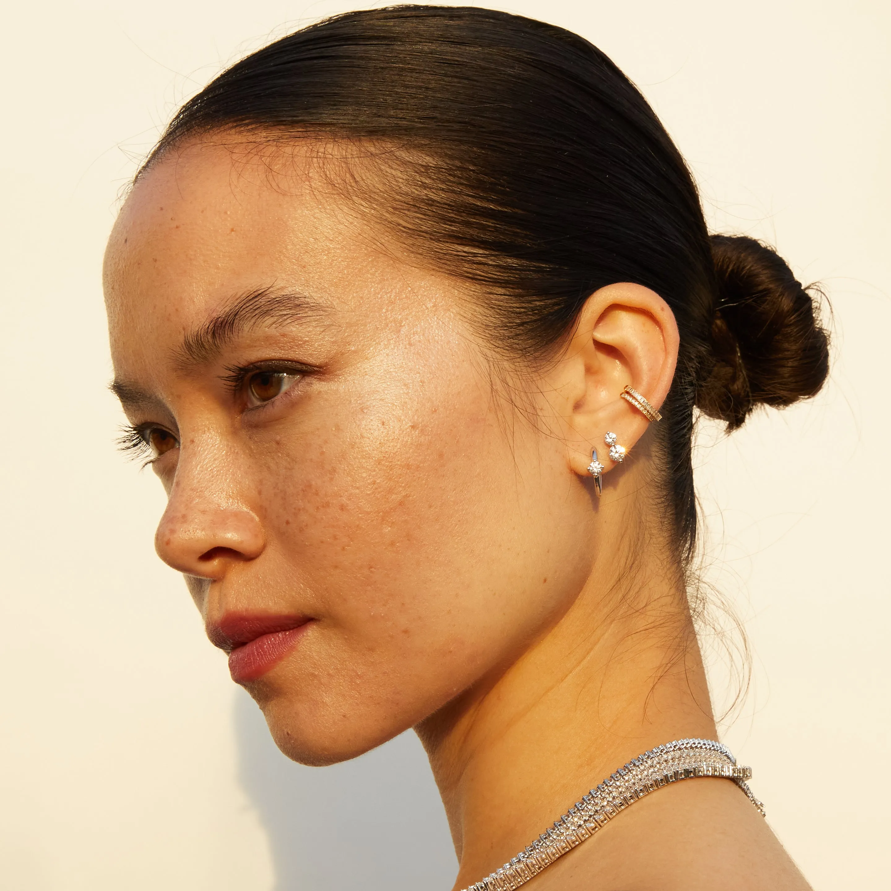 Round Lab Grown Diamond Huggies sold by Aurate product image thumbnail 4