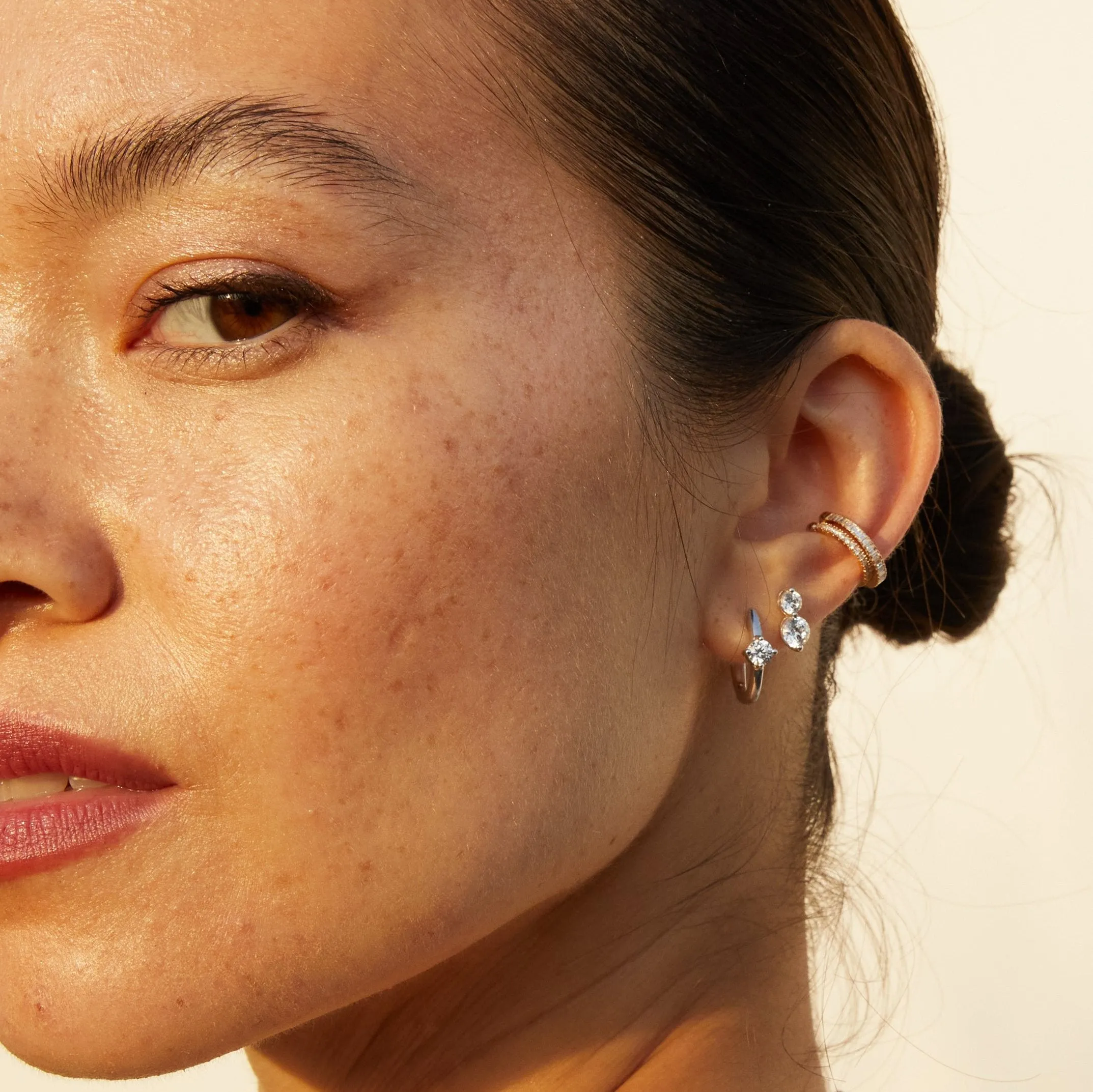 Round Lab Grown Diamond Huggies sold by Aurate product image thumbnail 5