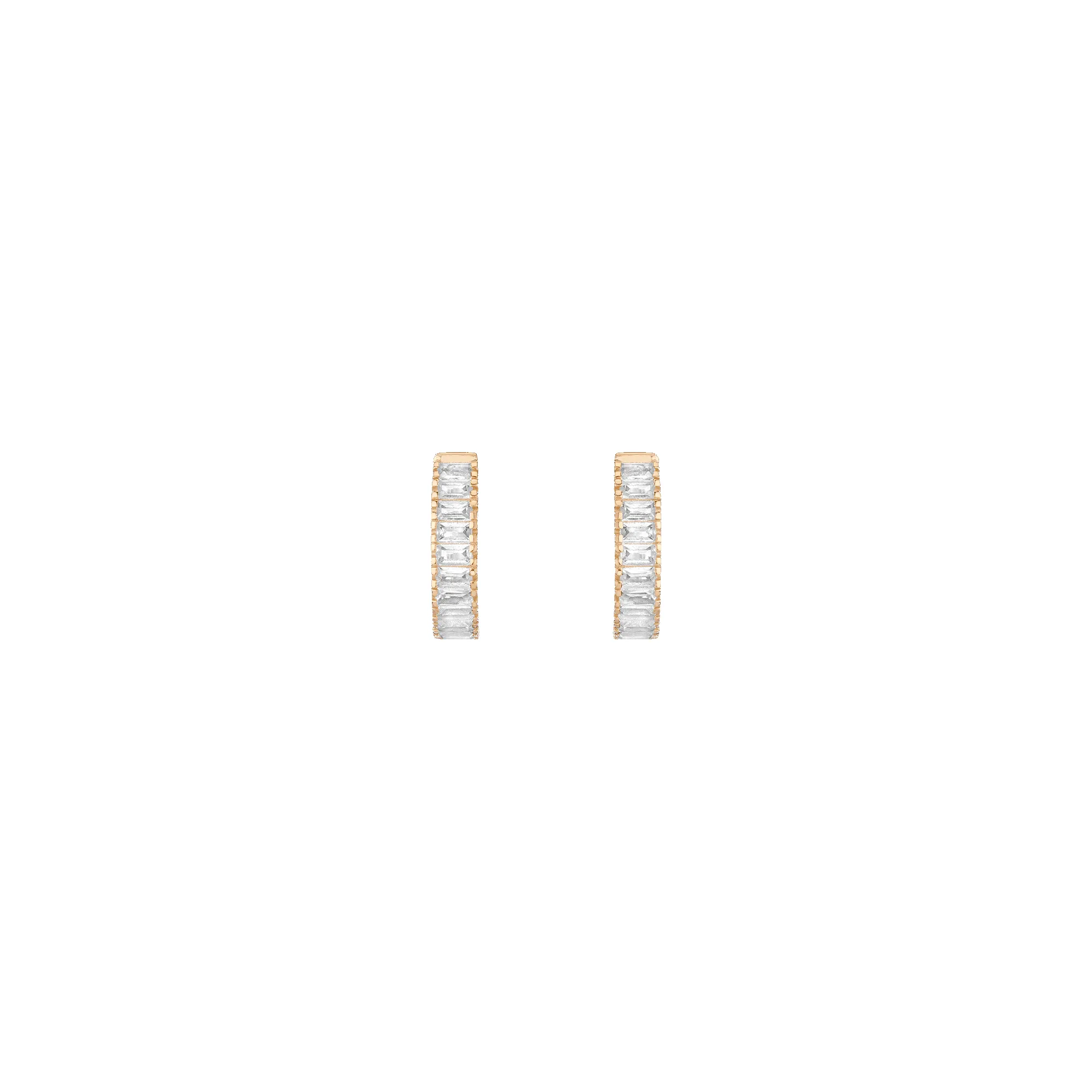 Lab Grown White Sapphire Baguette Huggie Earrings sold by Aurate product image thumbnail 3