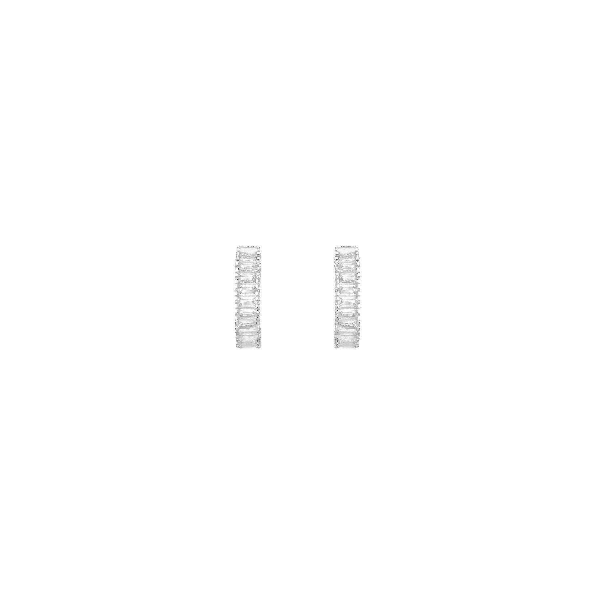 Lab Grown White Sapphire Baguette Huggie Earrings sold by Aurate product image thumbnail 4