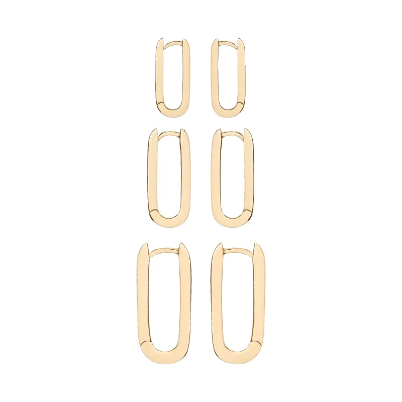 Triple Threat Gold Hoop Earring Set sold by Aurate