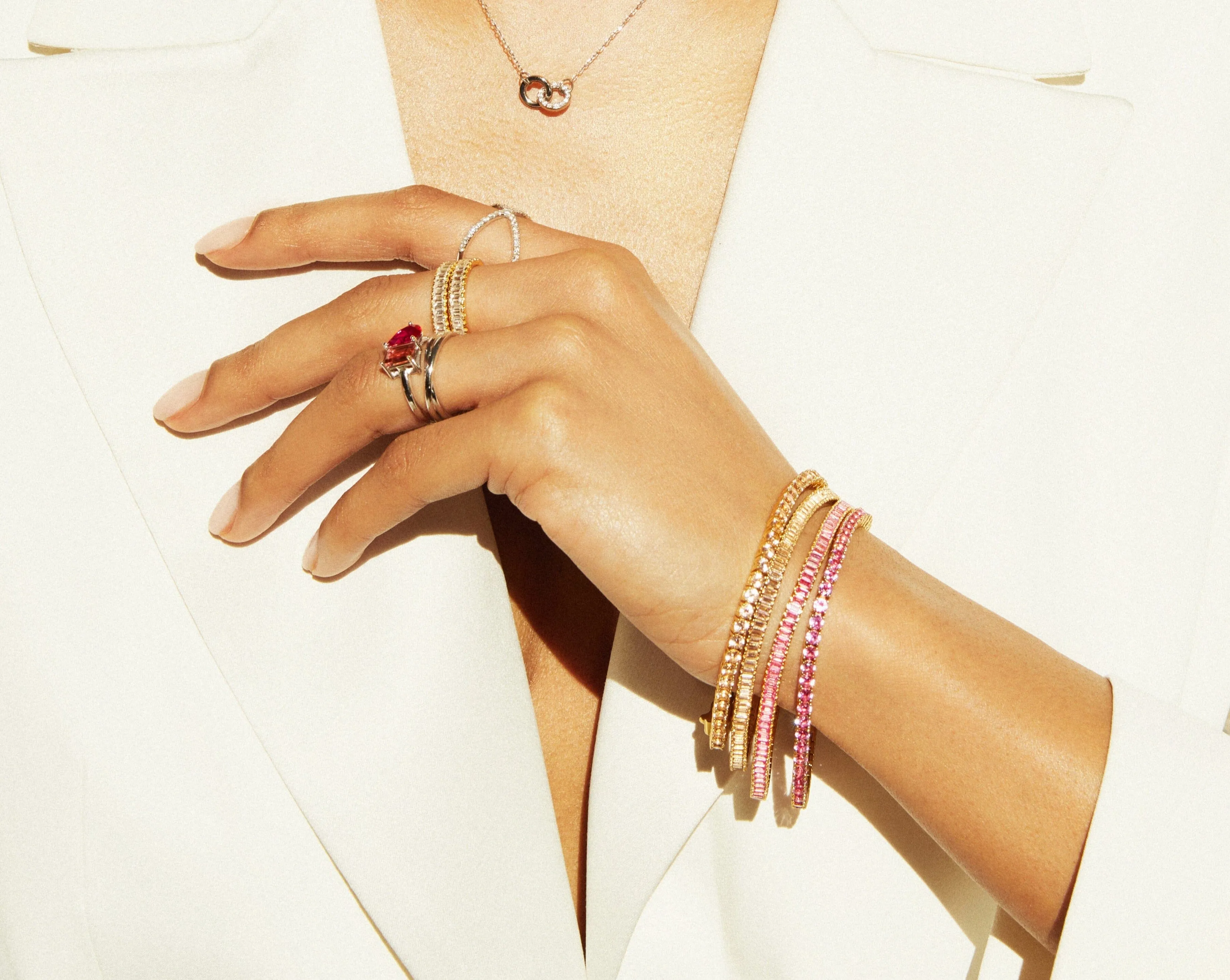 Lab Grown Morganite Tennis Bracelet sold by Aurate product image thumbnail 5