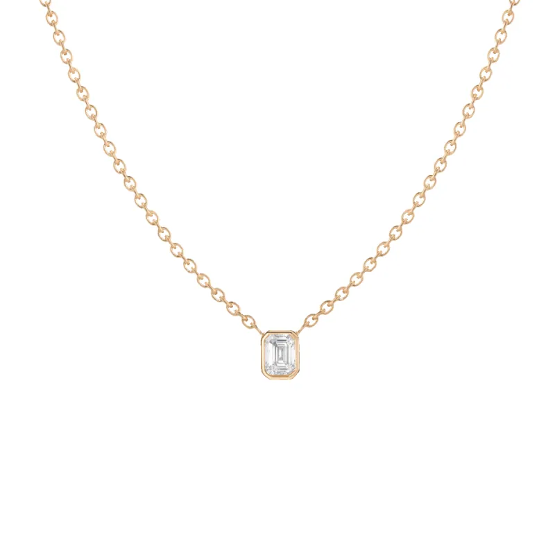 XL Lab Grown Diamond Emerald Bezel Necklace sold by Aurate