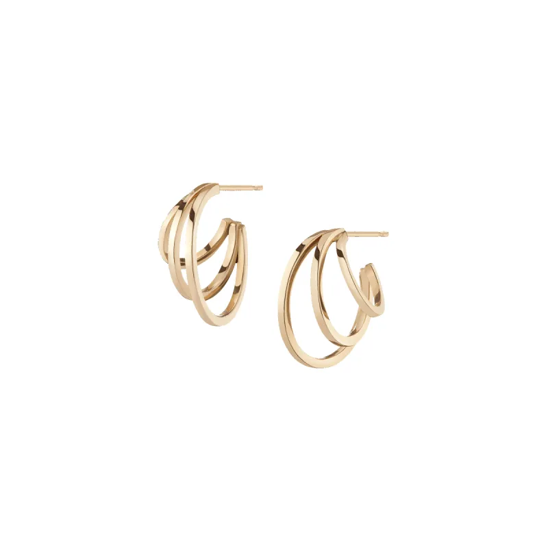 Deco Triple Gold Hoop Earrings made by Aurate