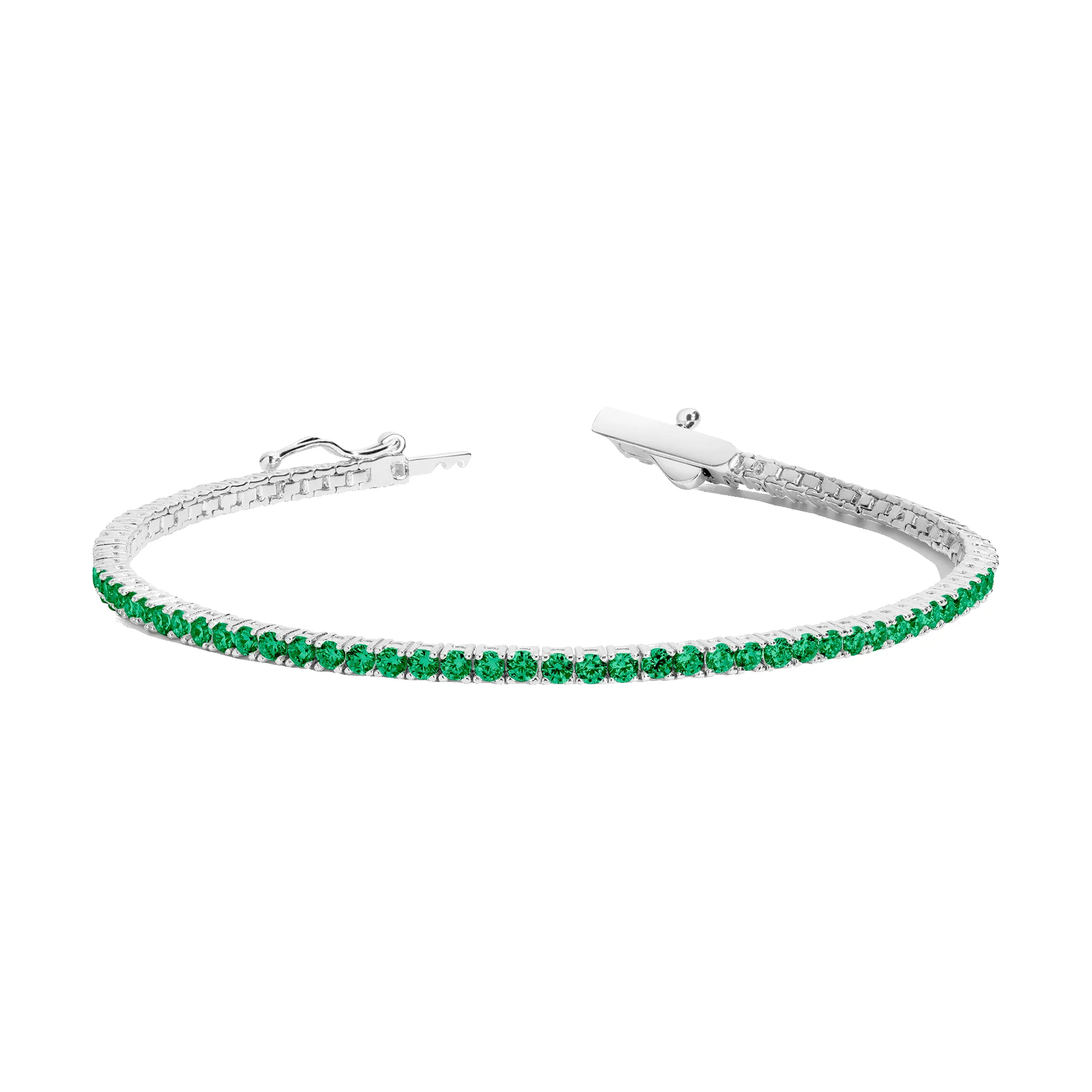 Lab Grown Green Emerald Tennis Bracelet sold by Aurate product image thumbnail 3