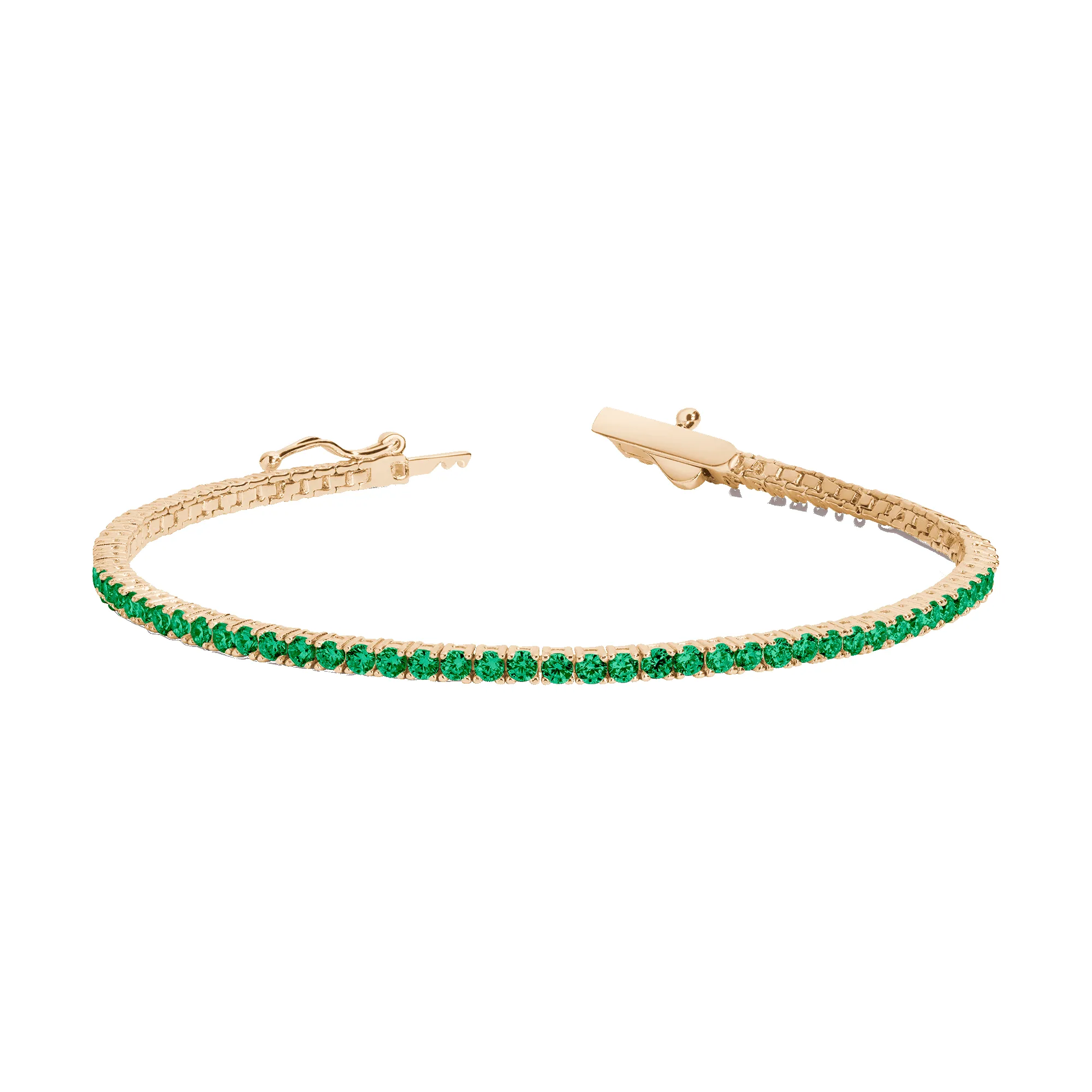 Lab Grown Green Emerald Tennis Bracelet sold by Aurate