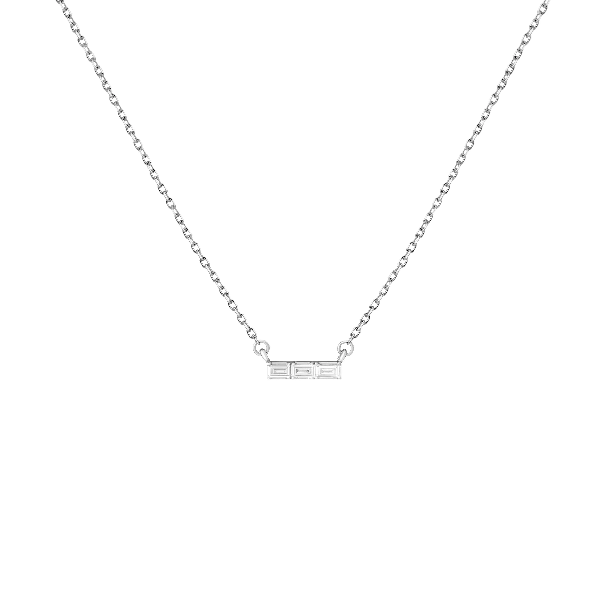 Mini Diamond Baguette Bar Necklace sold by Aurate product image thumbnail 3