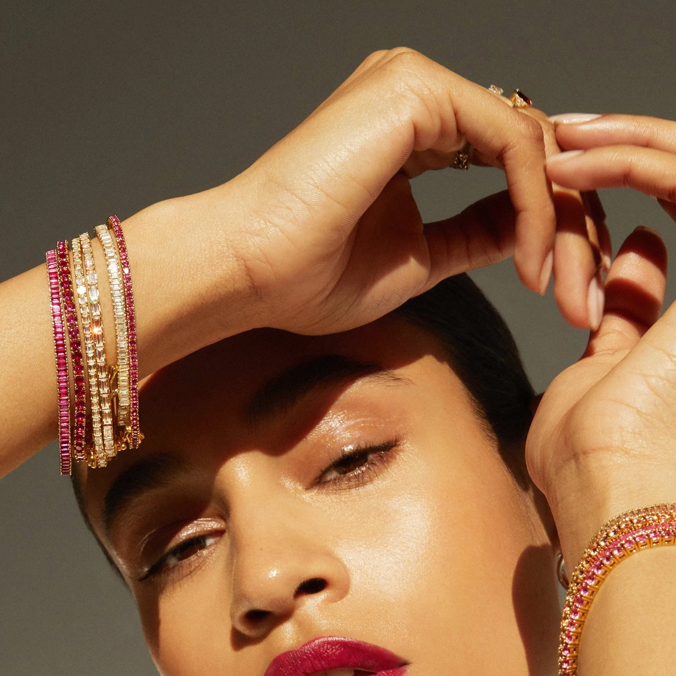 Lab Grown Red Ruby Baguette Tennis Bracelet sold by Aurate product image thumbnail 5