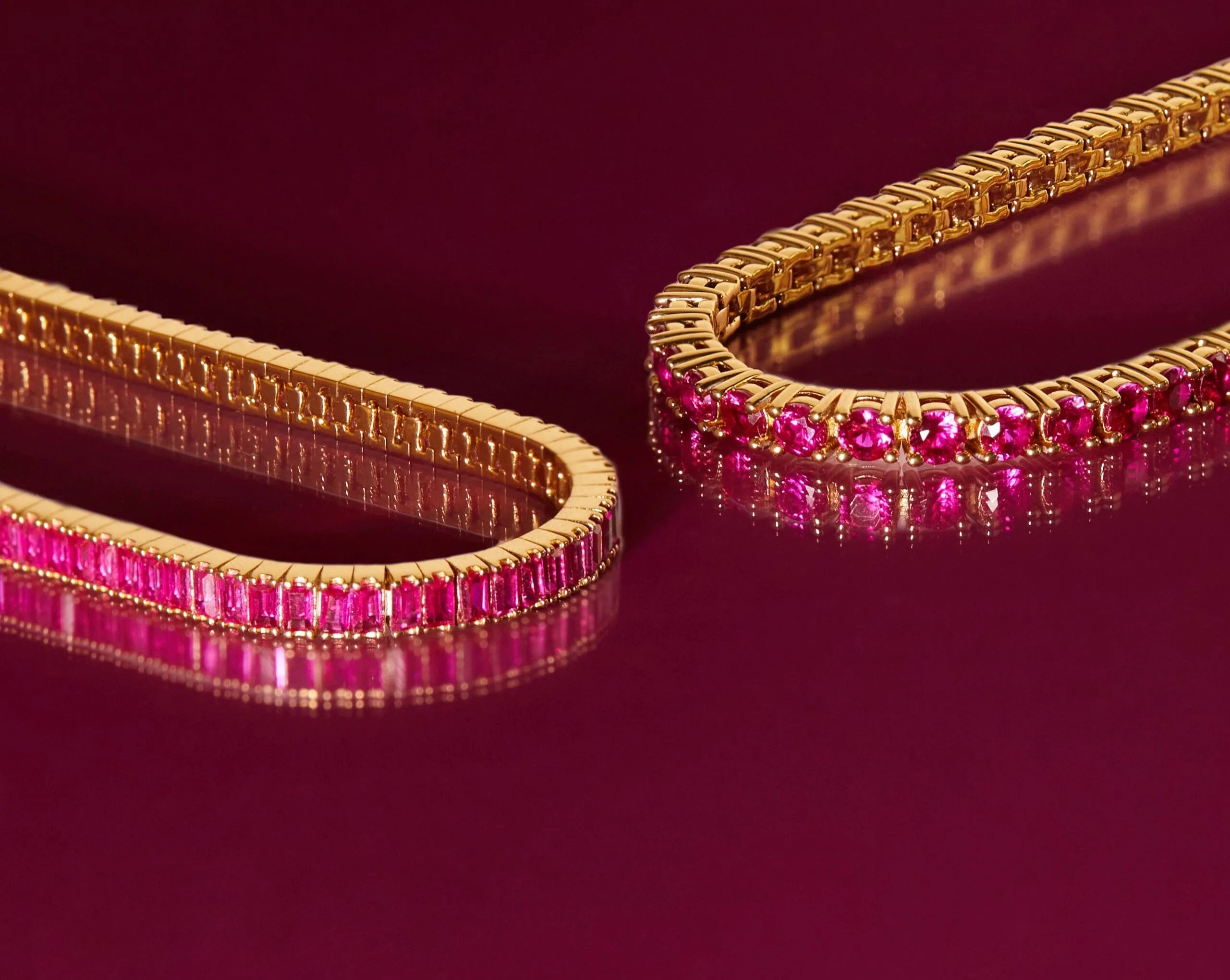 Lab Grown Red Ruby Baguette Tennis Bracelet sold by Aurate product image thumbnail 3