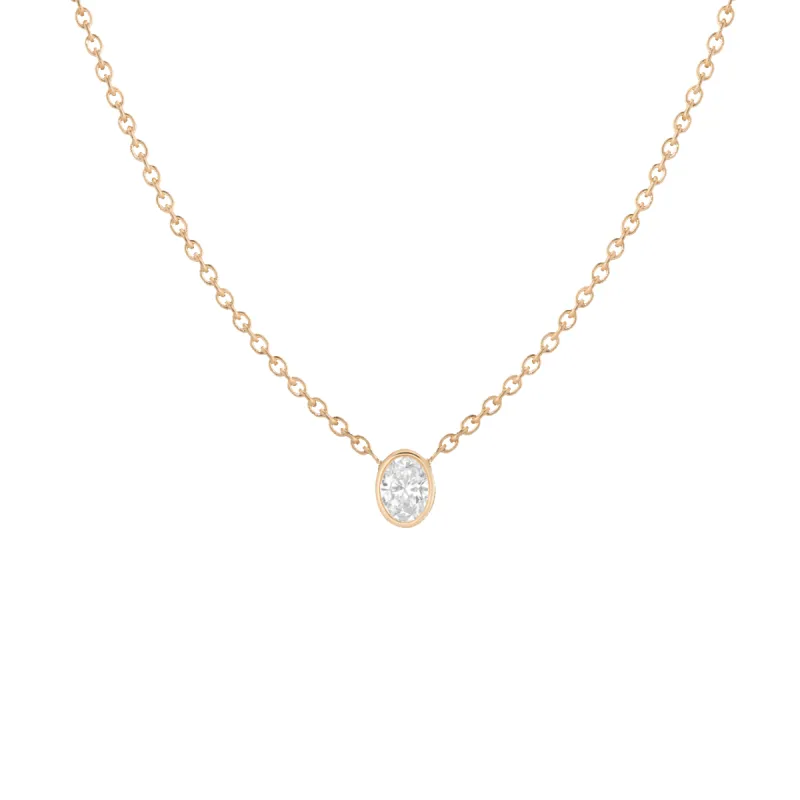 XL Lab Grown Diamond Oval Bezel Necklace sold by Aurate