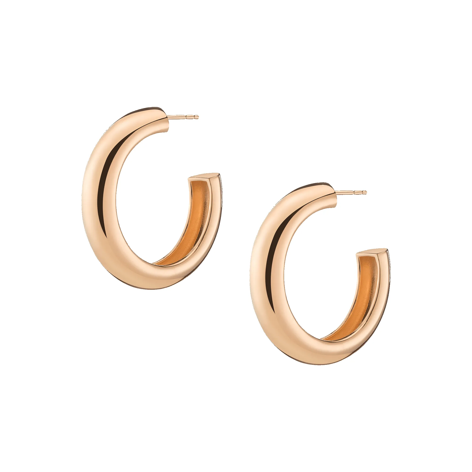 Gold Round Edge Hoop Earrings Large sold by Aurate product image thumbnail 2