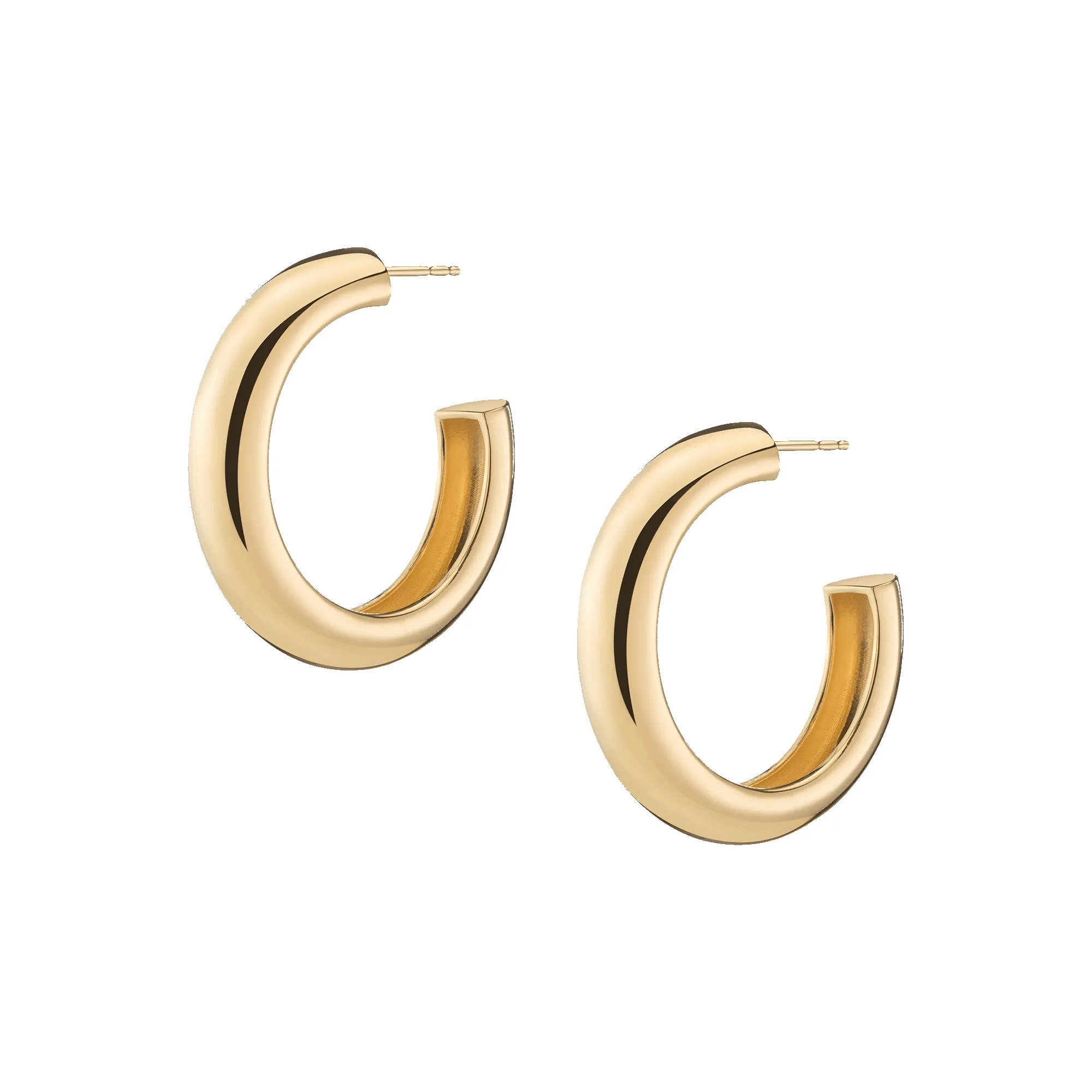Gold Round Edge Hoop Earrings Large sold by Aurate