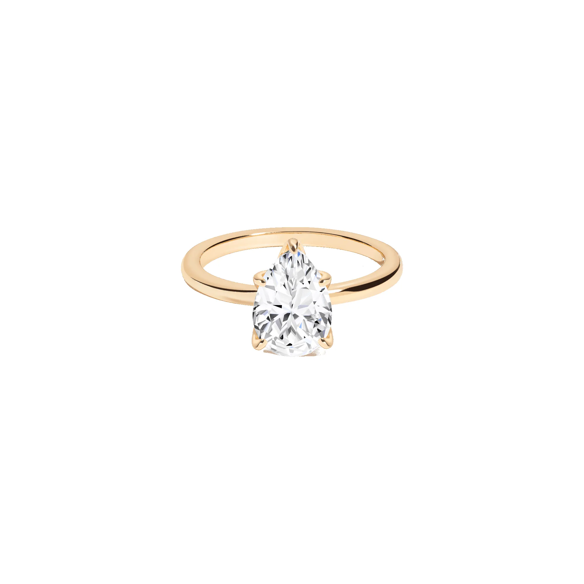 Pear Lab Grown White Sapphire Solitaire Ring sold by Aurate