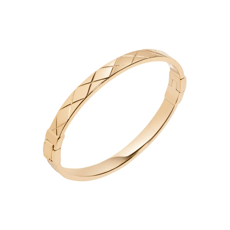 Quilted Gold Hinged Bracelet sold by Aurate