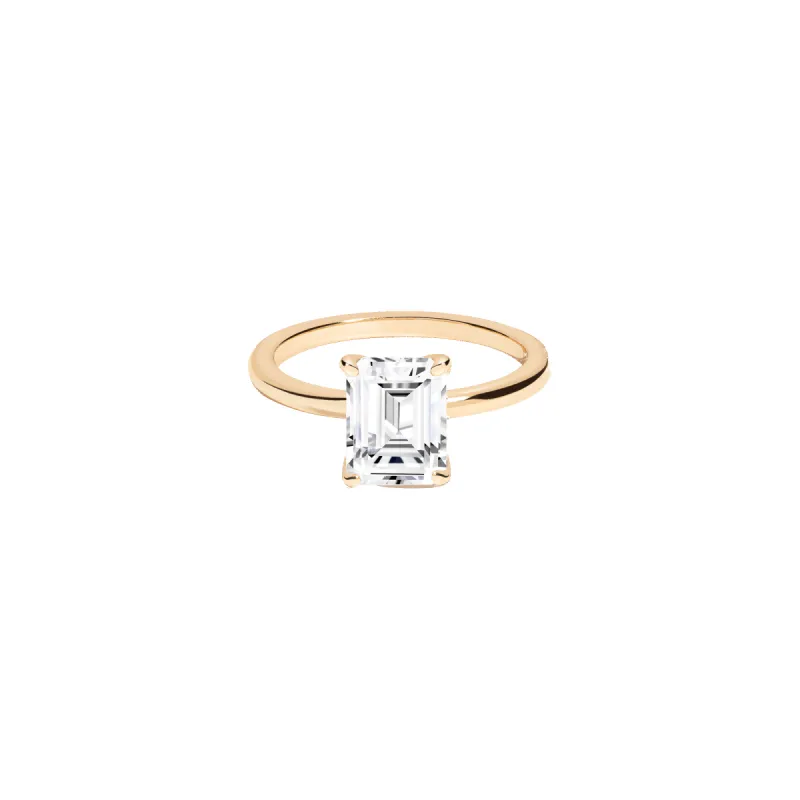 Emerald Lab Grown White Sapphire Solitaire Ring sold by Aurate