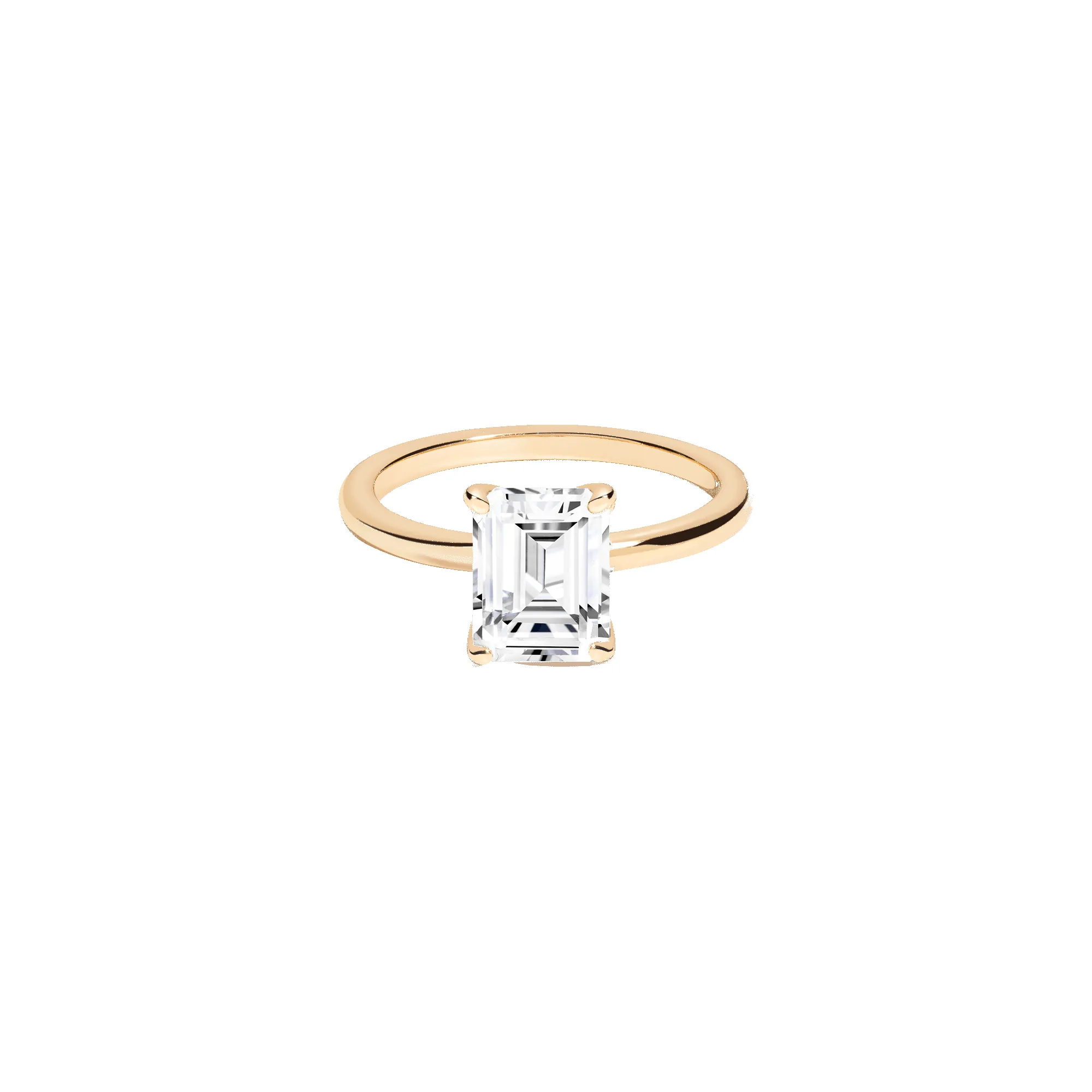 Emerald Lab Grown White Sapphire Solitaire Ring sold by Aurate