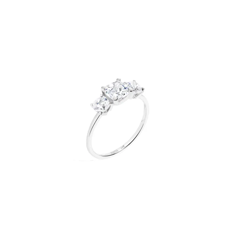 Cushion Cut Tri-Diamond Ring sold by Aurate