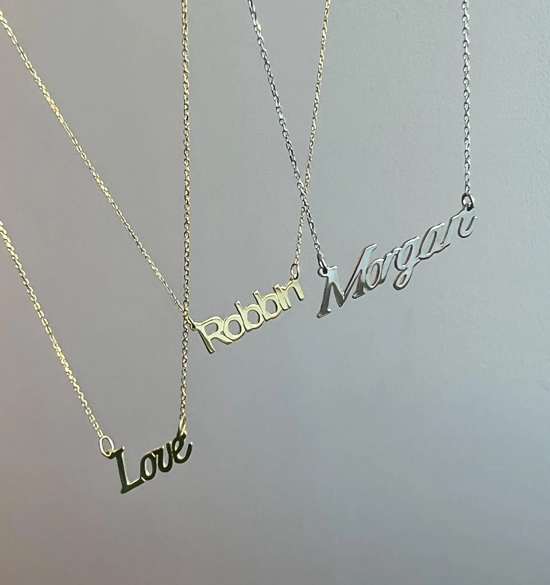 Gold Block Name Necklace sold by Aurate product image thumbnail 5