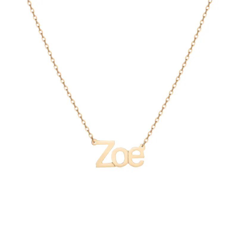 Gold Block Name Necklace sold by Aurate