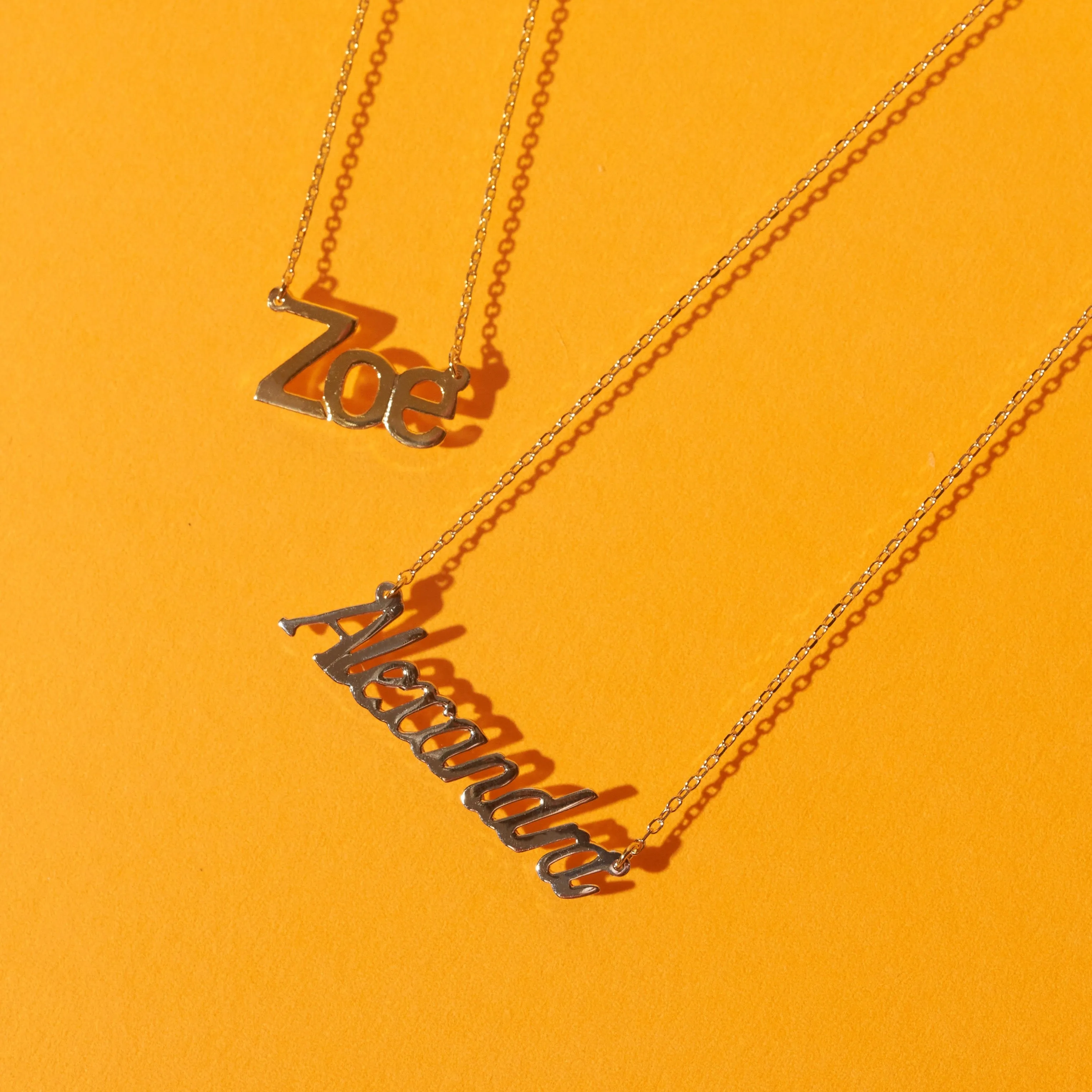 Gold Block Name Necklace sold by Aurate product image thumbnail 4