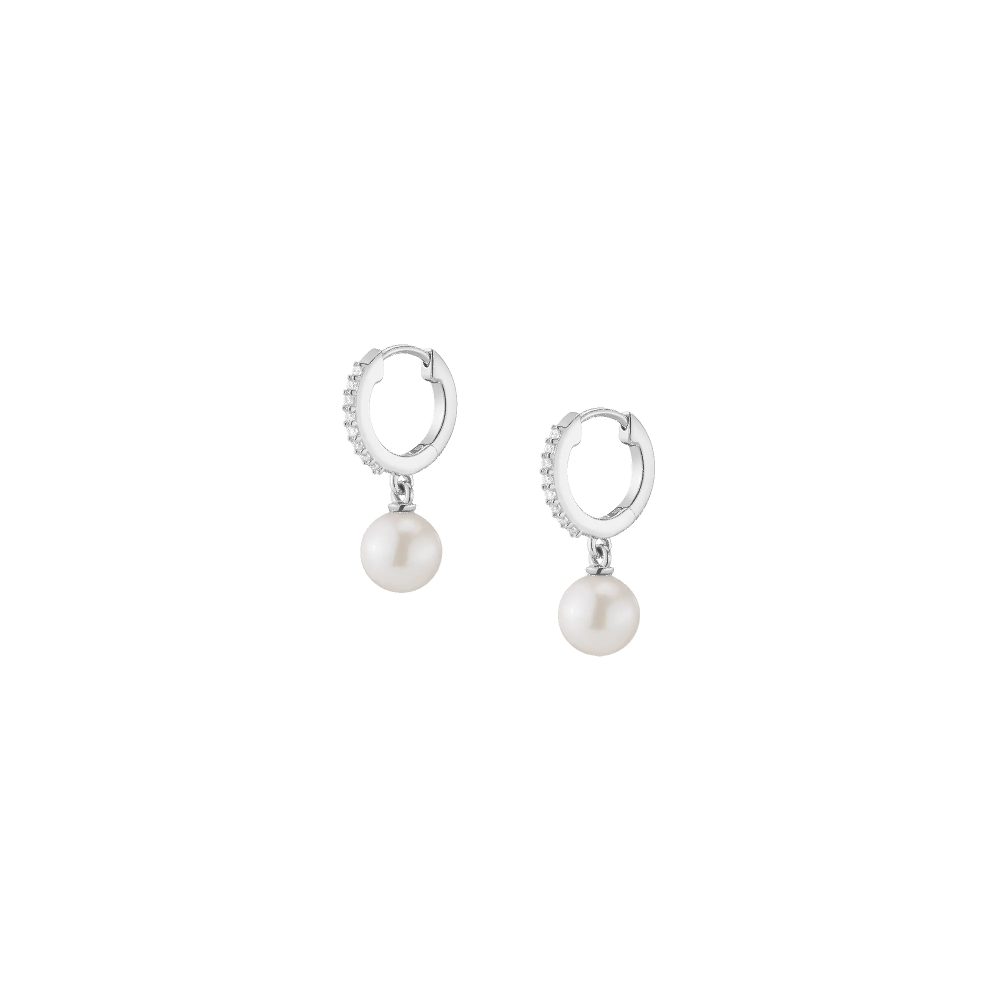 Diamond Pearl Huggie Earrings sold by Aurate product image thumbnail 3