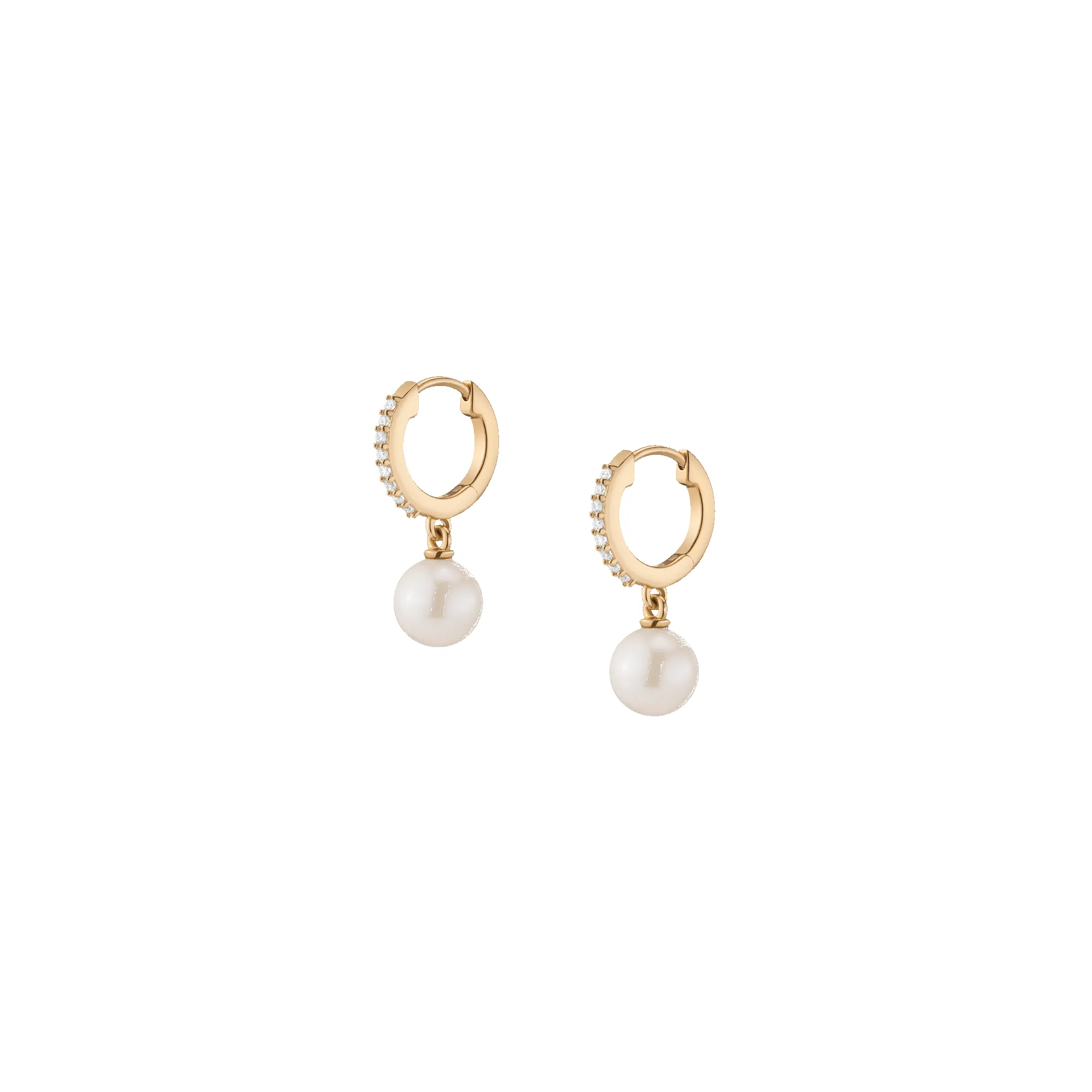 Diamond Pearl Huggie Earrings sold by Aurate