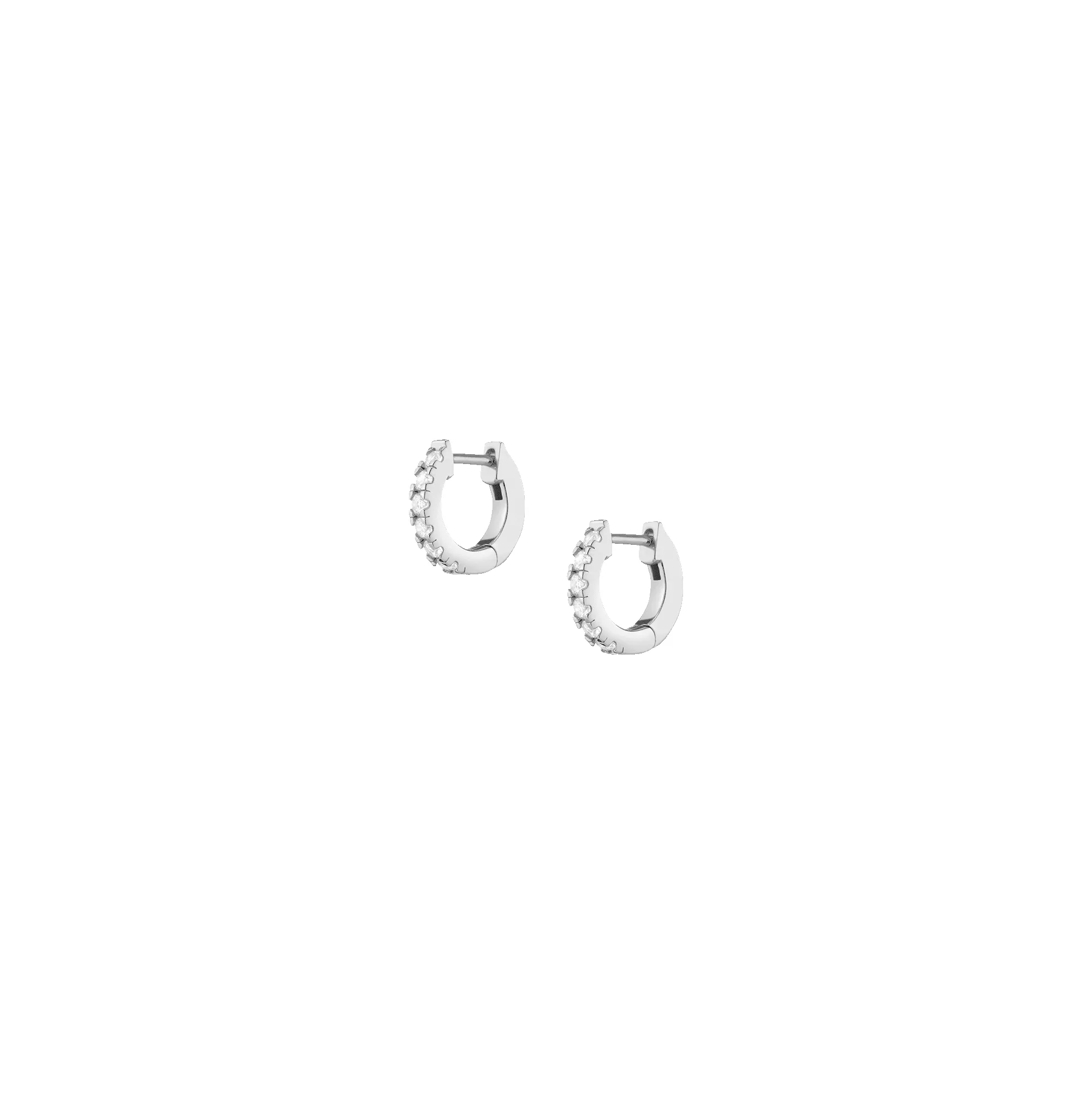 Lab Grown White Sapphire Huggie Earrings sold by Aurate product image thumbnail 2