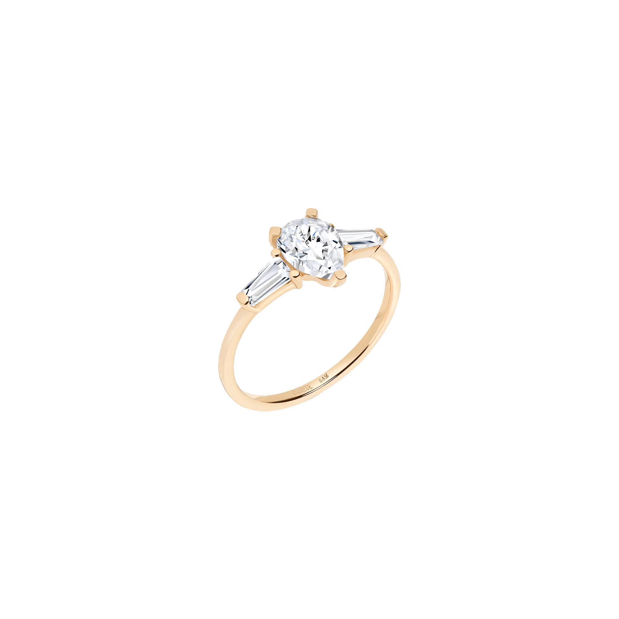 Pear Cut Tapered Baguette Diamond Ring sold by Aurate product image thumbnail 2